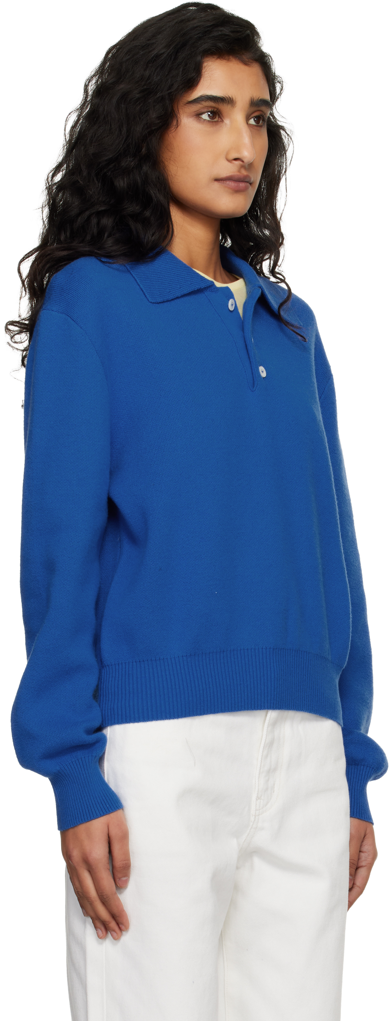 Dunst - Polo de style pull bleu en cachemire à col classique