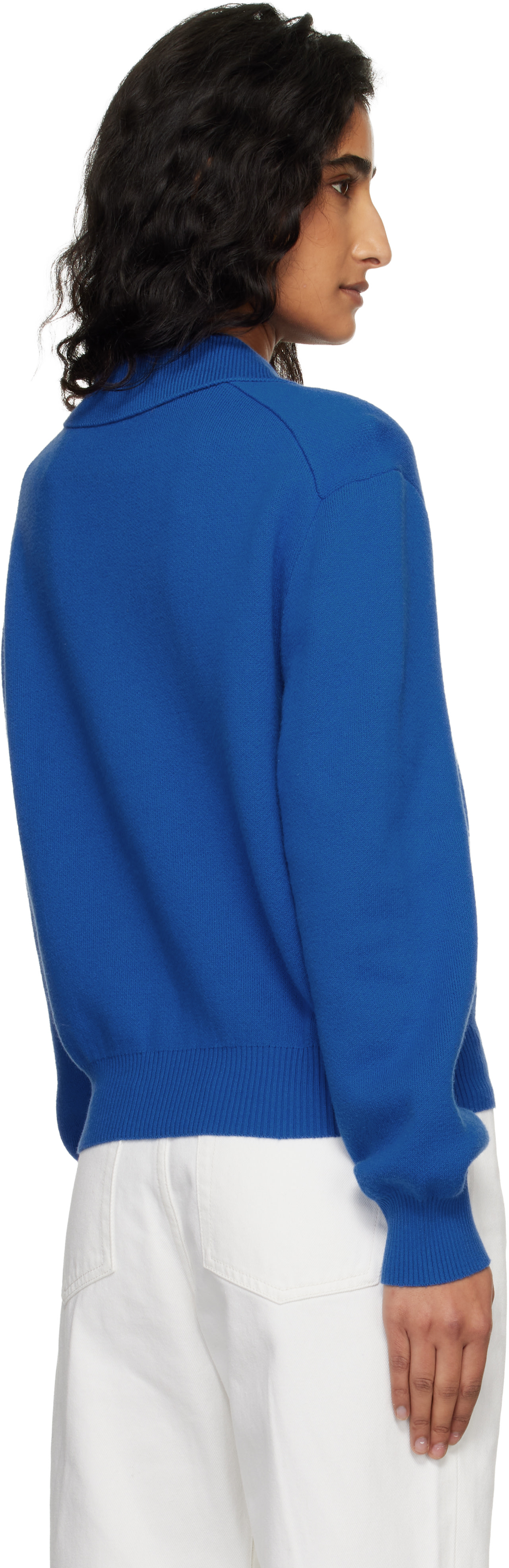 Dunst - Polo de style pull bleu en cachemire à col classique