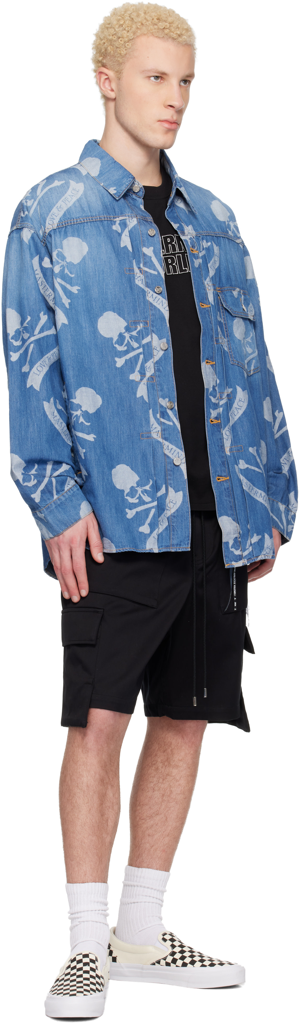 MASTERMIND WORLD: Blue MW Long Sleeve Denim Shirt | SSENSE Canada