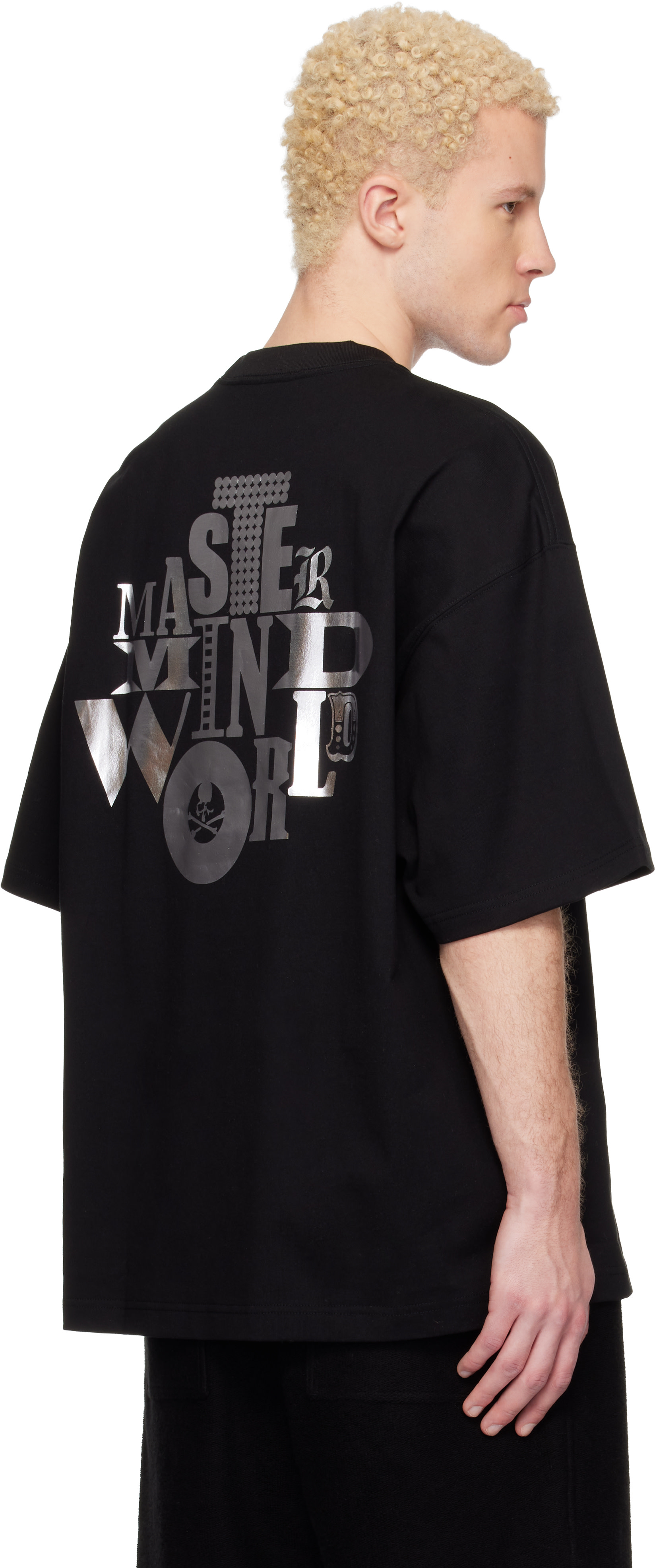 MASTERMIND WORLD: Black MW Foil Logo SS T-shirt | SSENSE United