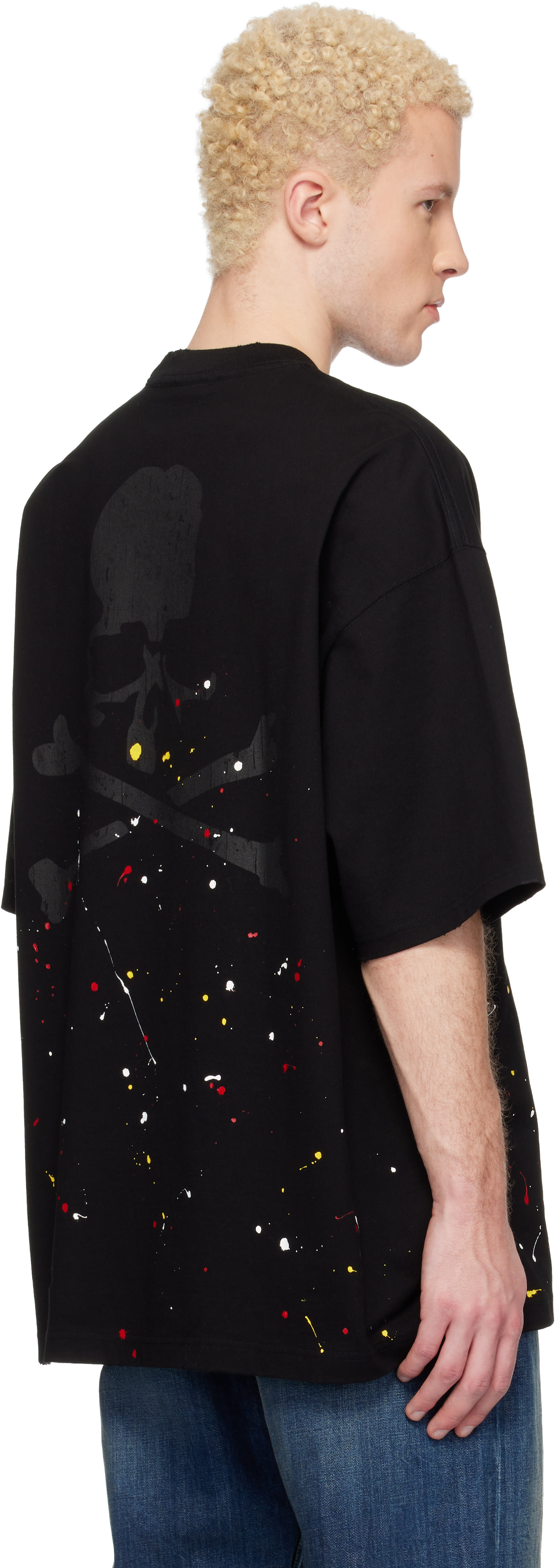 MASTERMIND WORLD: Black MW Distressed SS T-shirt | SSENSE