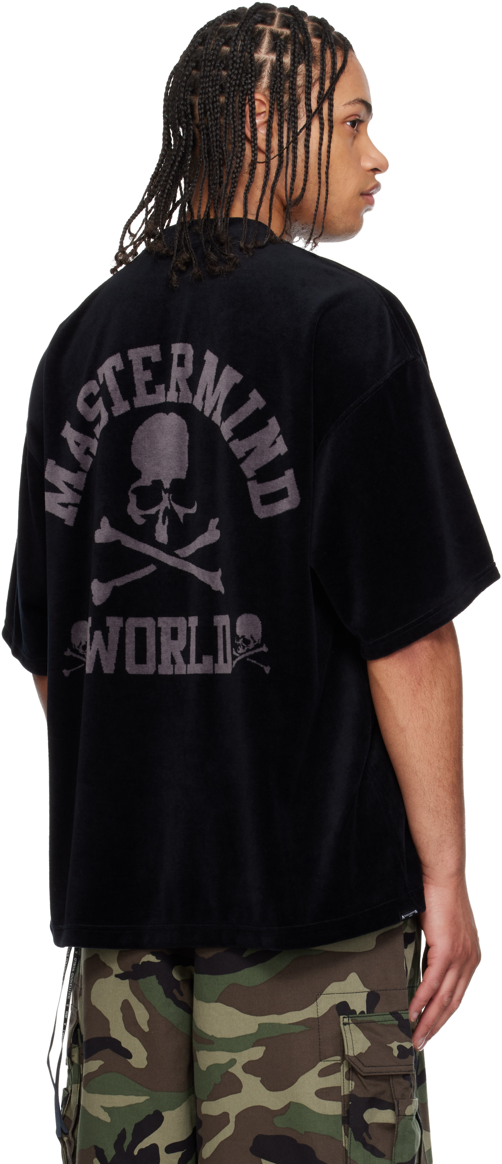 mastermind WORLD - 블랙 벨루어 티셔츠