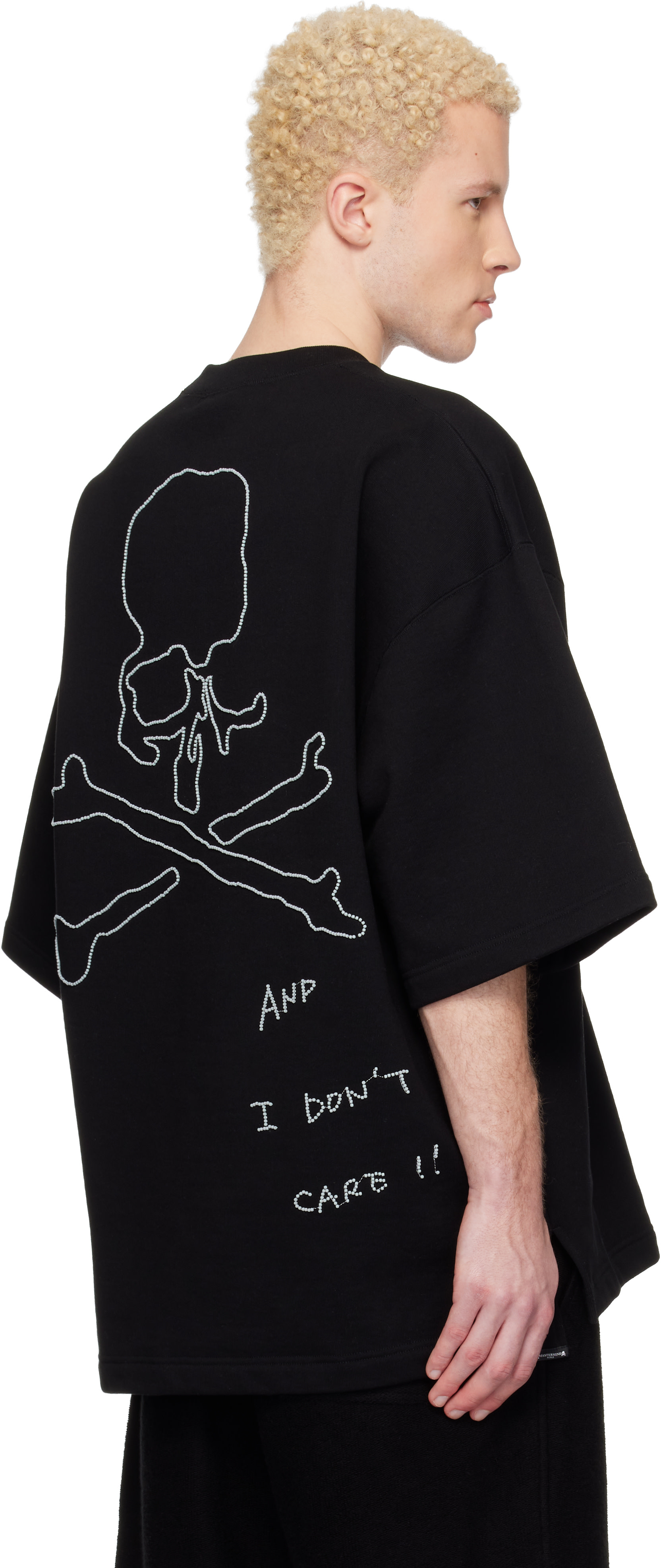 MASTERMIND WORLD - Pull molletonné à manches courtes noir à texte