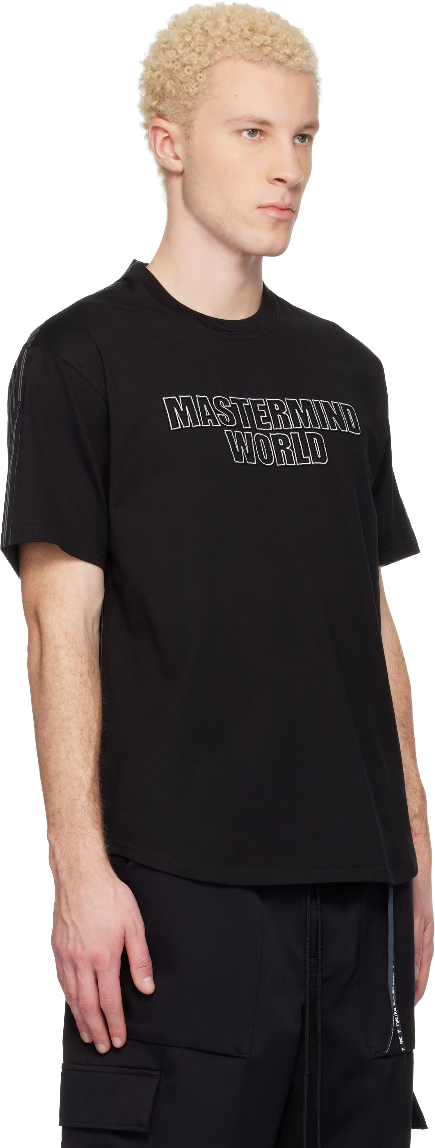 MASTERMIND WORLD: Black MW Mixed-Fabric SS T-shirt | SSENSE