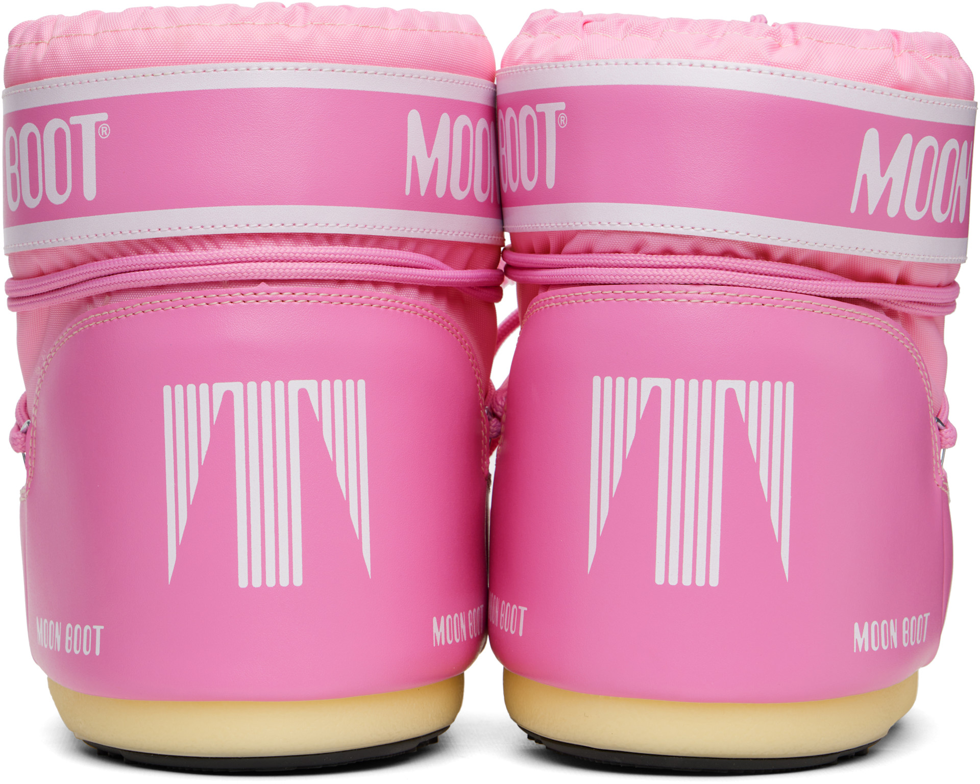 Moon Boot: Pink Icon Low Nylon Boots | SSENSE Canada