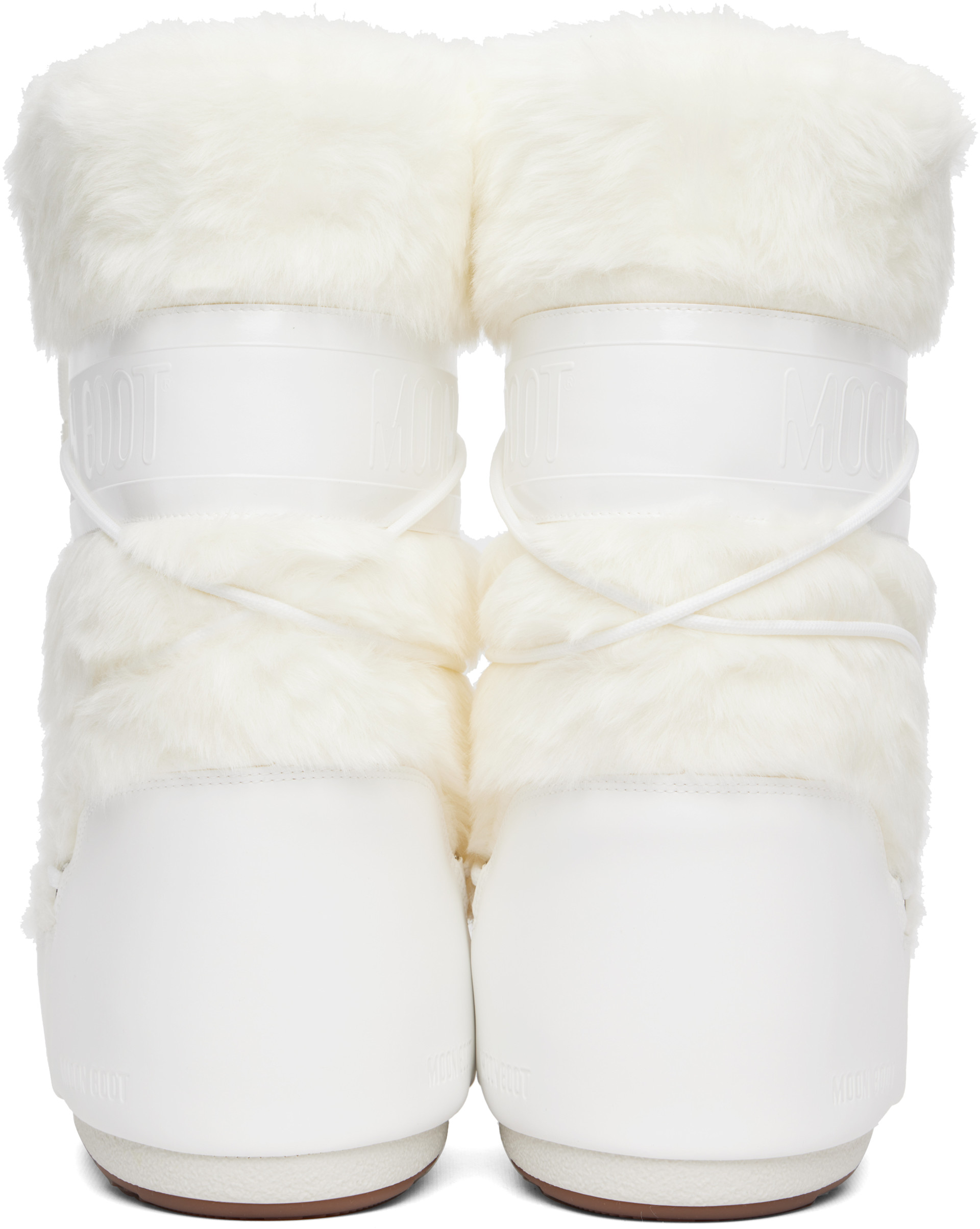 Moon Boot: White Icon Faux-Fur Boots | SSENSE