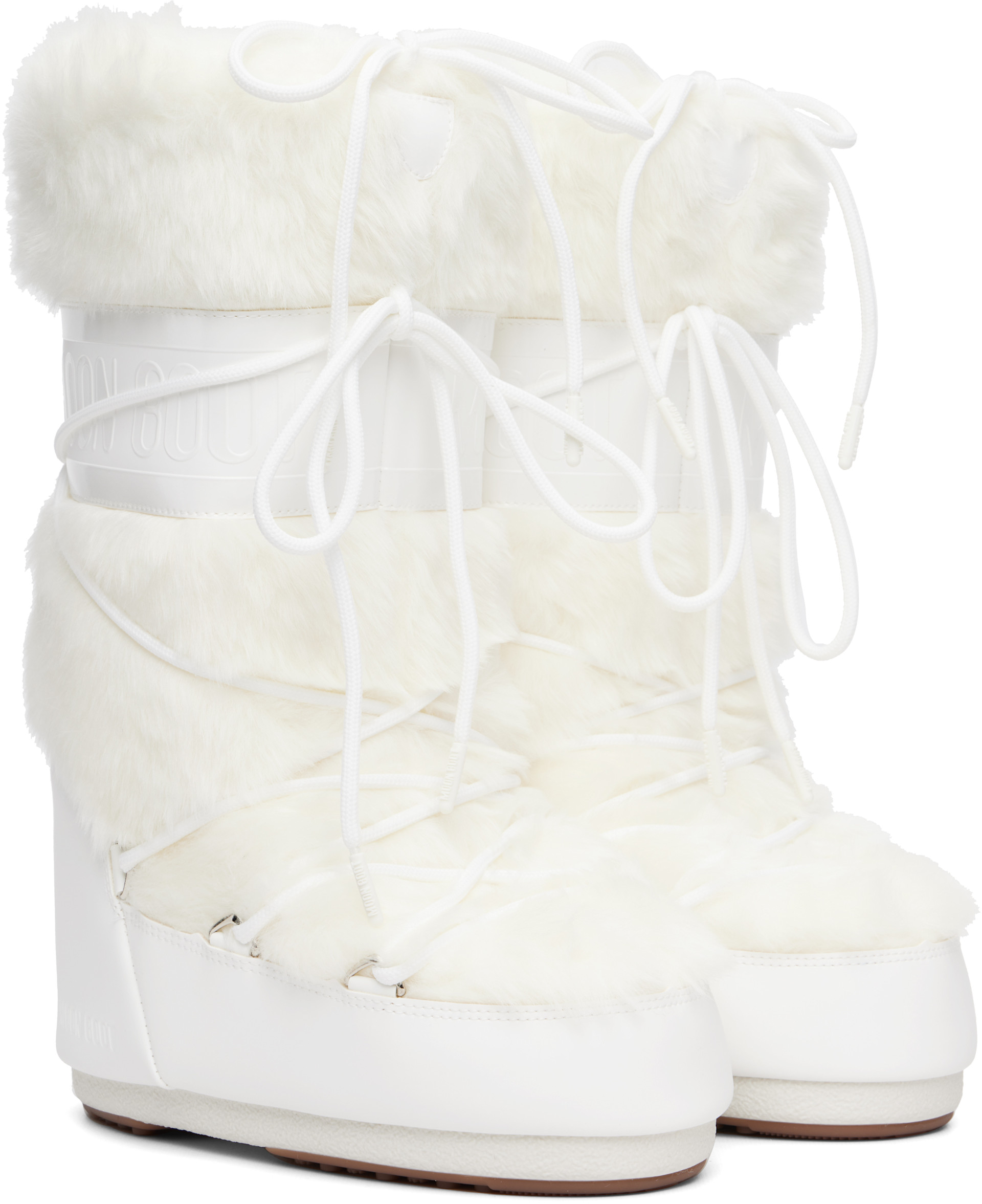 【MOON BOOT】ホワイト フェイクファー スノーブーツ24.5㎝ Moon Boot: White Icon Faux-Fur Boots | SSENSE