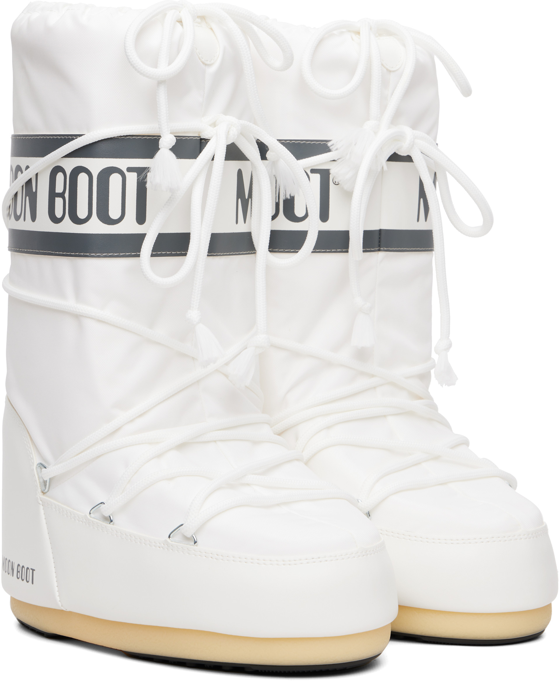 Moon Boot: White Icon Nylon Boots | SSENSE Canada