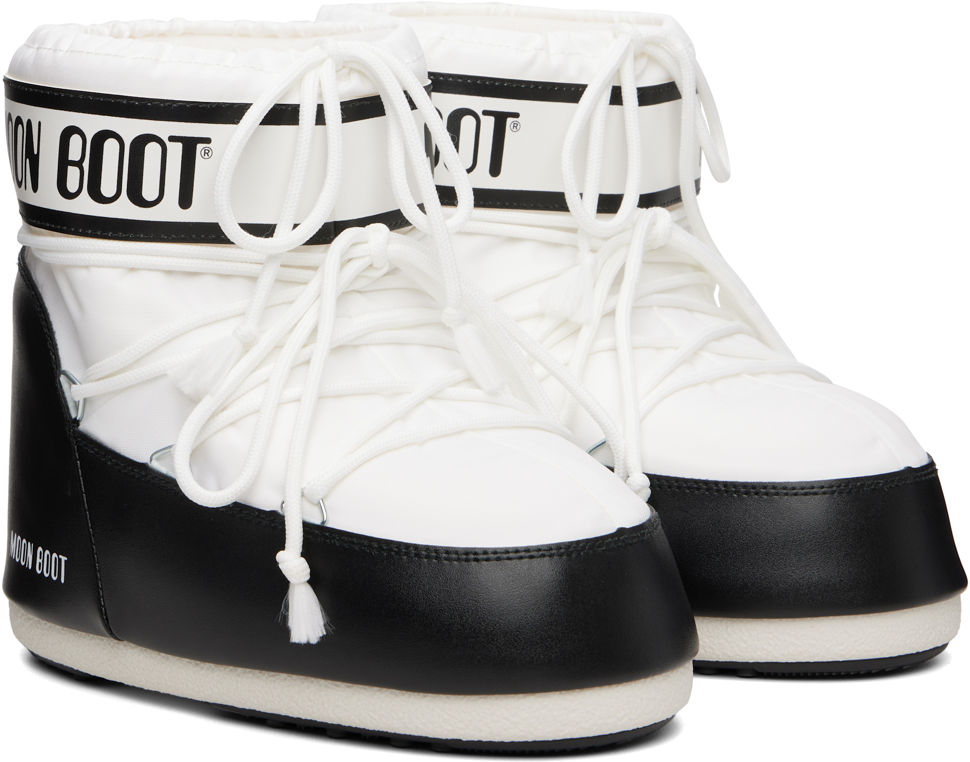 ち*様 スノーブーツ moon bootLトラック ロー ナイロン ホワイト - Moon Boot: ホワイト＆ブラック Icon ナイロン ショートブーツ