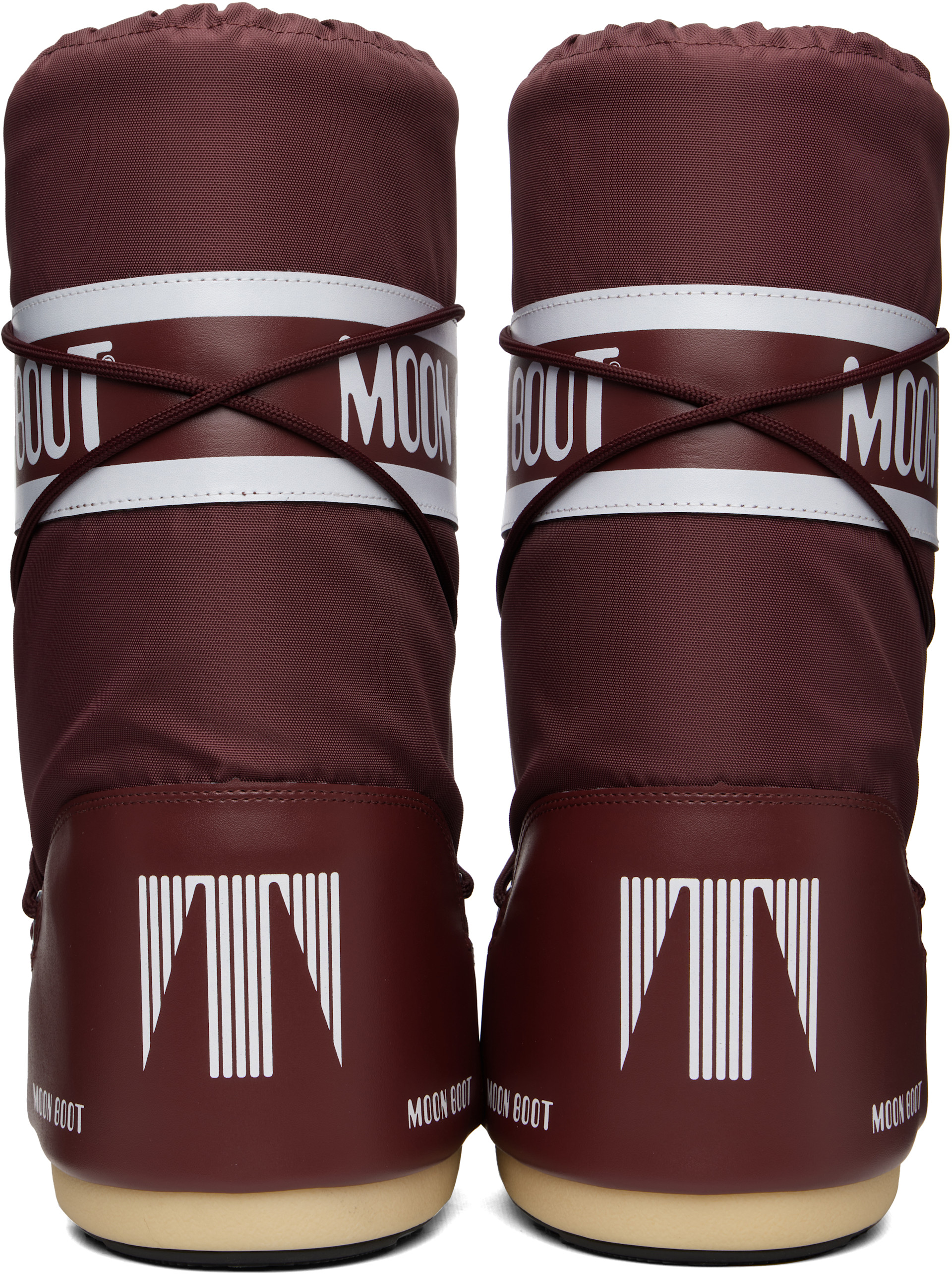 Moon Boot: Burgundy Icon Nylon Boots | SSENSE