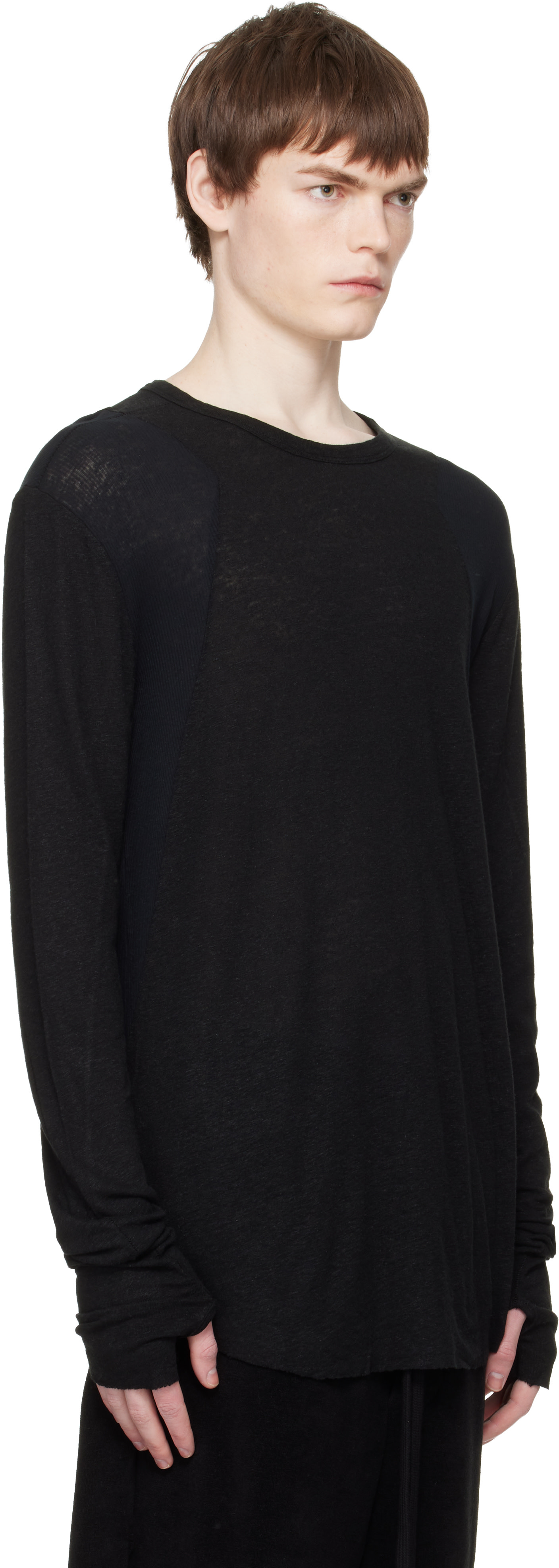 トップス Thom Krom Frayed edge shirt thumbhole thom/krom: Black M TS 932 T-shirt | SSENSE