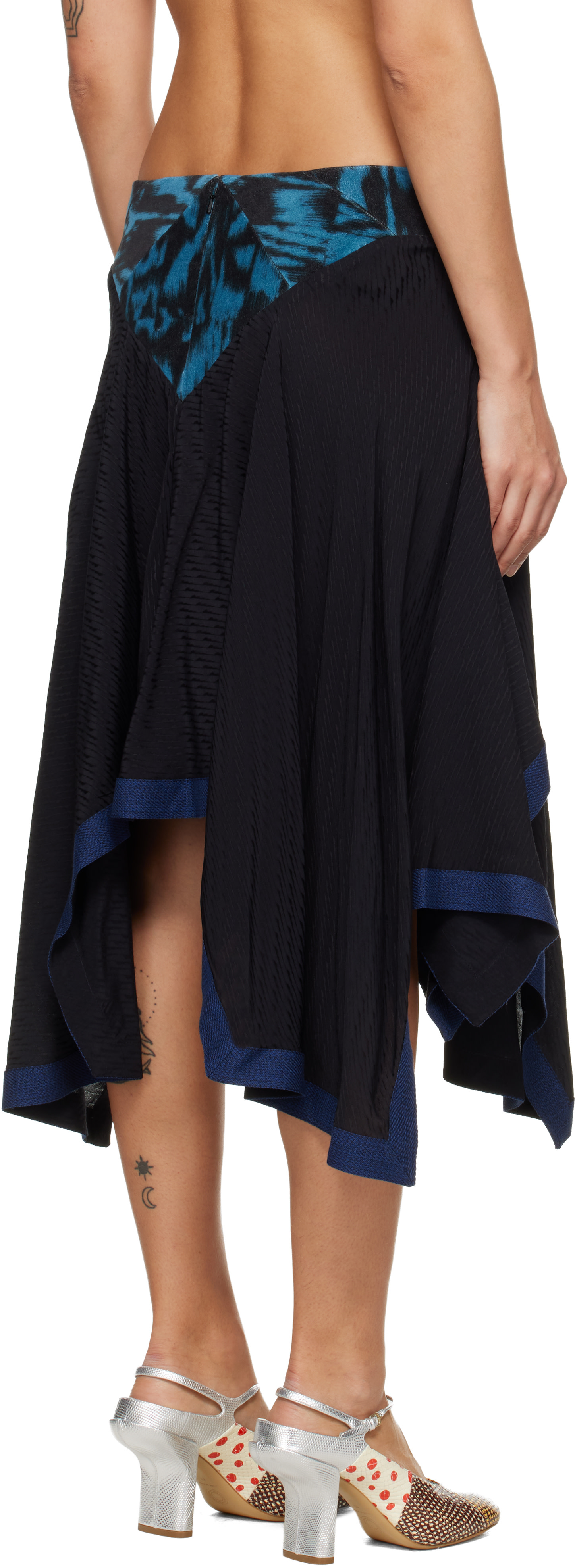 Kiko Kostadinov: Black & Blue Klapheck Midi Skirt | SSENSE