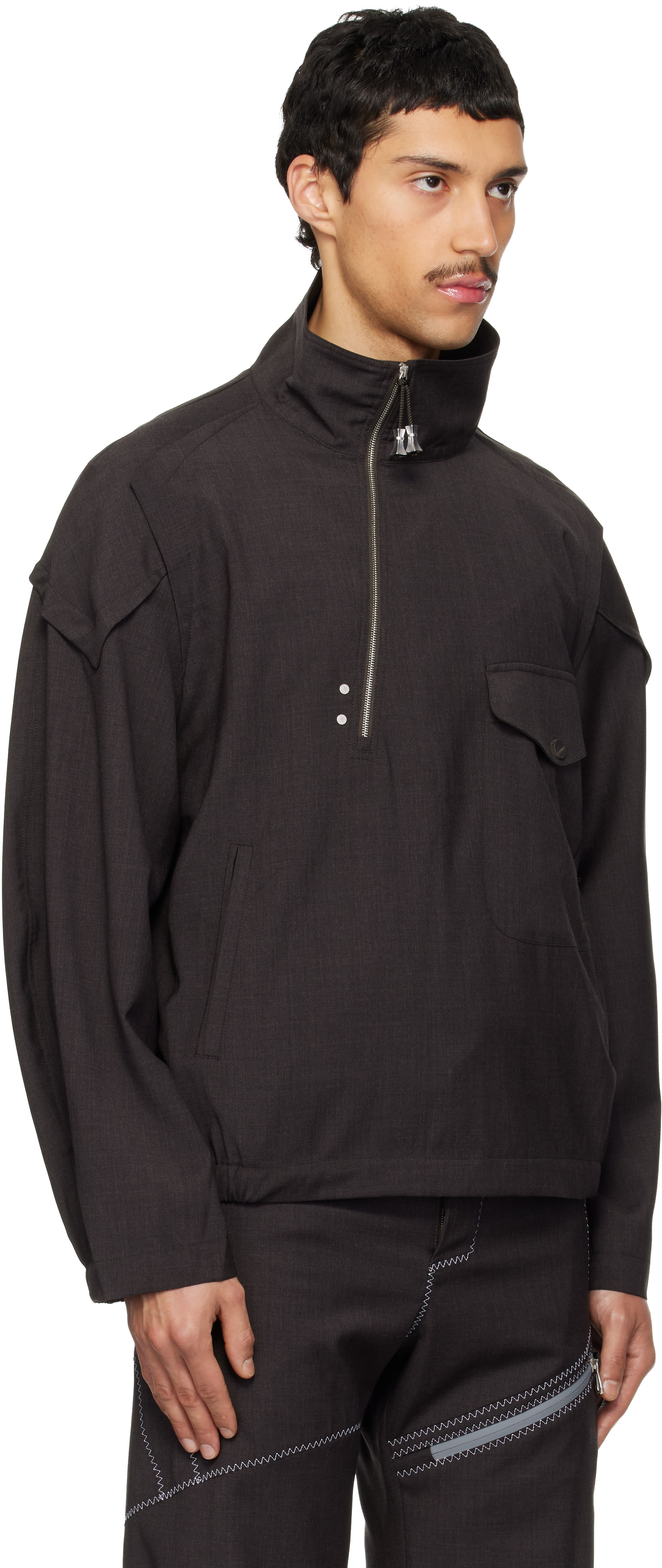 Kiko Kostadinov: Brown Farkas Pullover Jacket | SSENSE