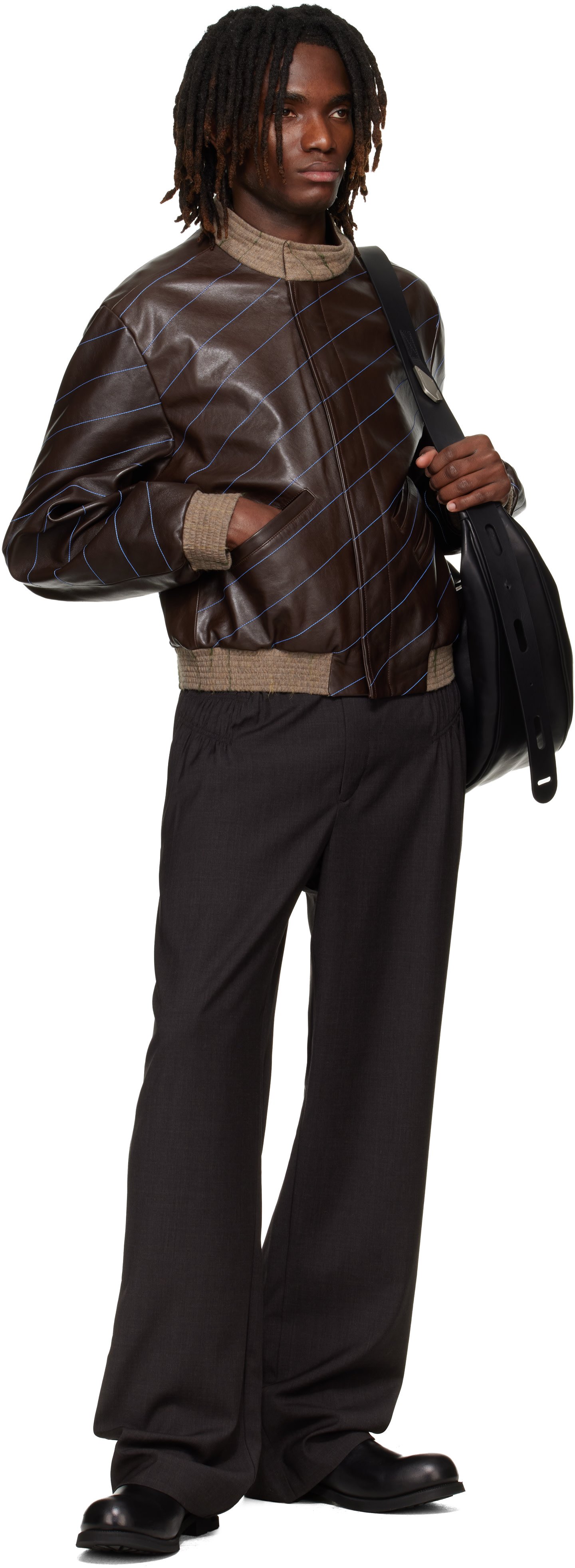 Kiko Kostadinov: Brown Tarhos Leather Jacket | SSENSE