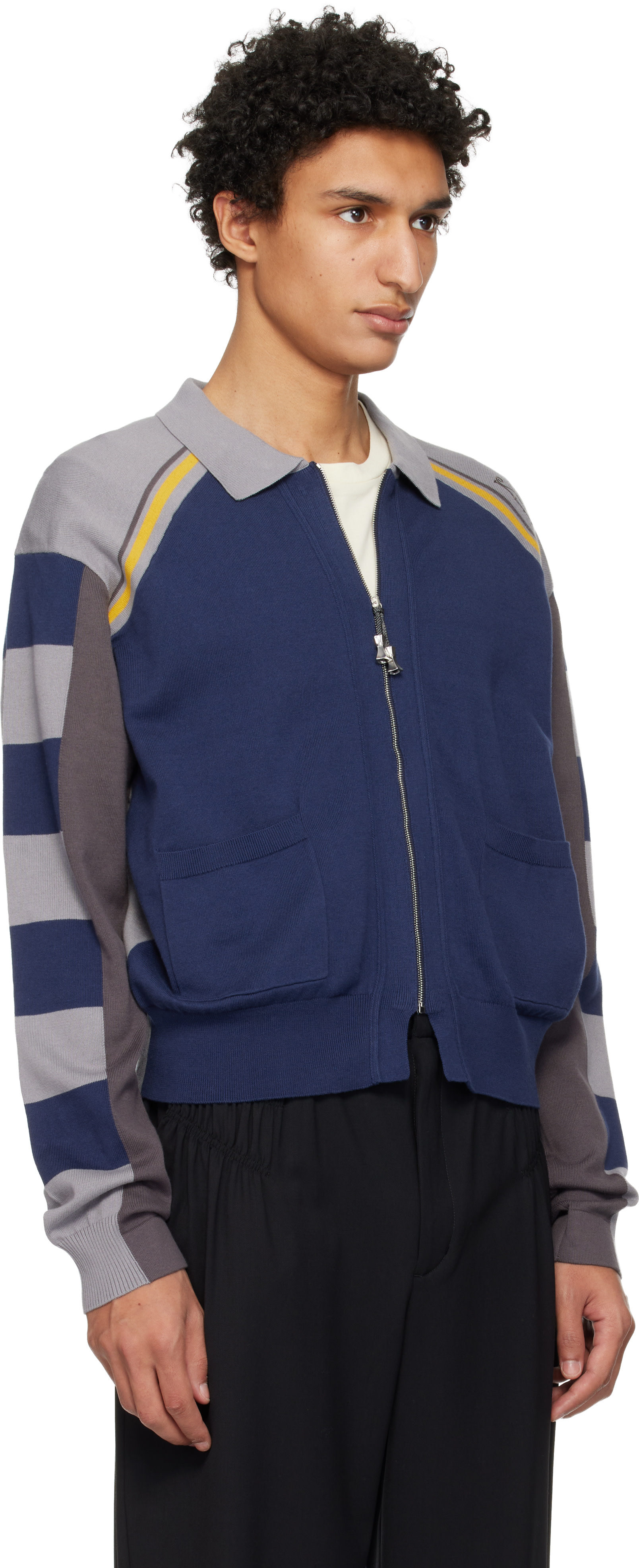Kiko Kostadinov: Gray & Blue Kest Cardigan | SSENSE Taiwan