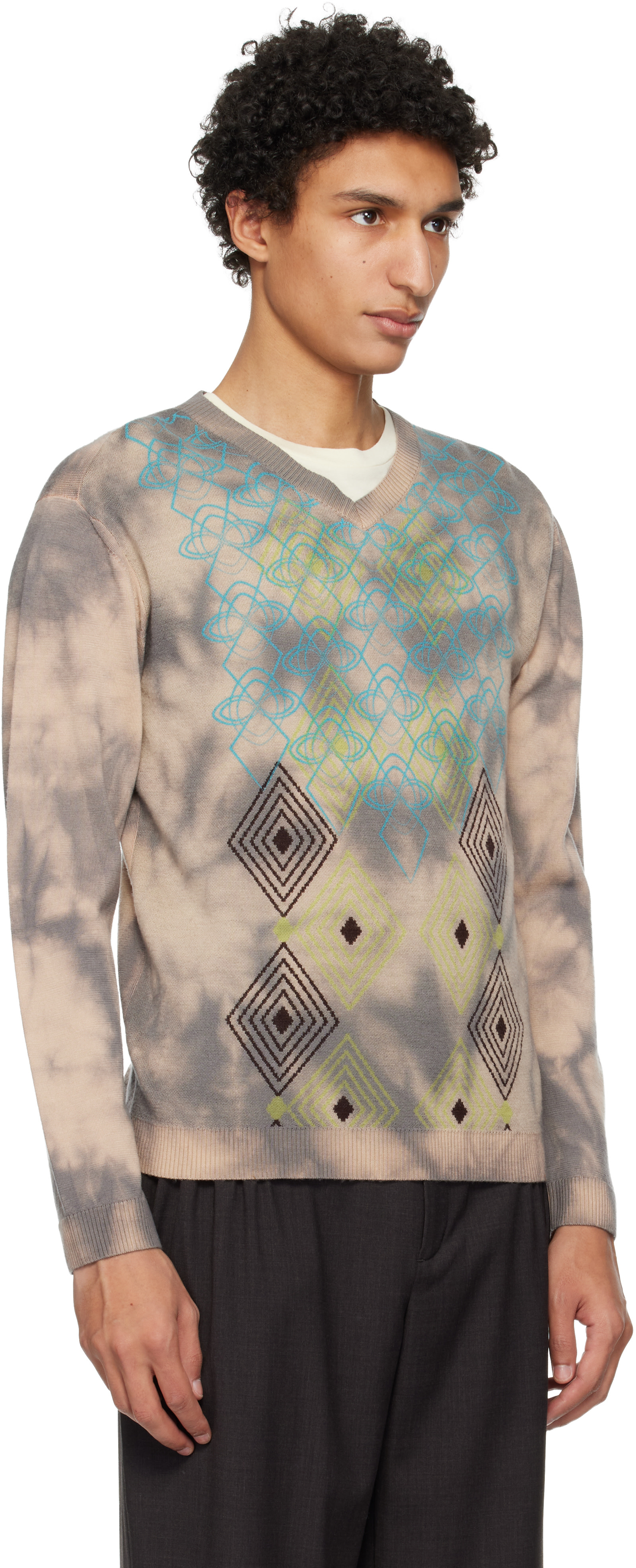 Kiko Kostadinov: Taupe Hatha V-Neck Knit Sweater | SSENSE Thailand