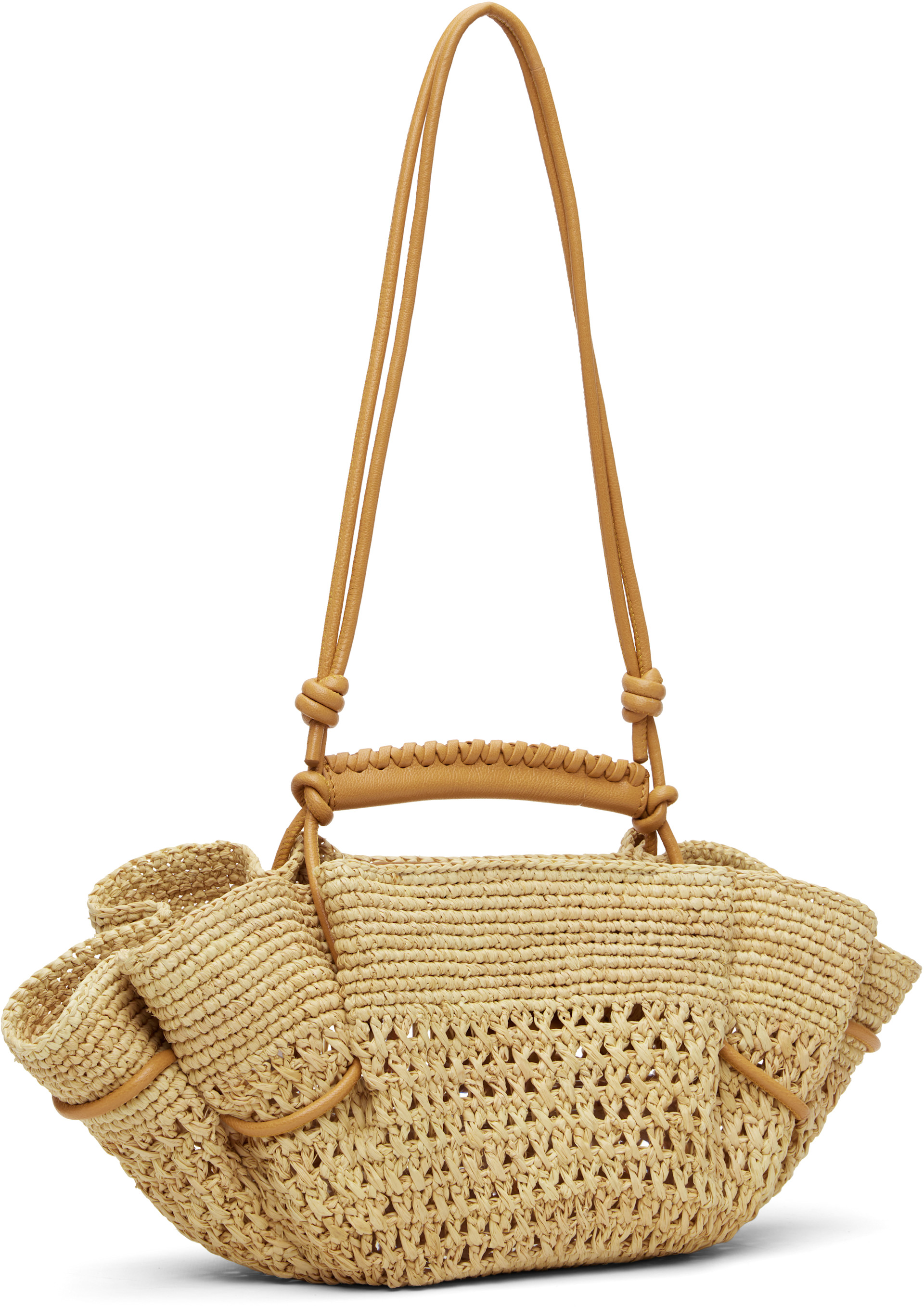 HEREU: Beige & Tan Arta Mini Raffia Bag | SSENSE