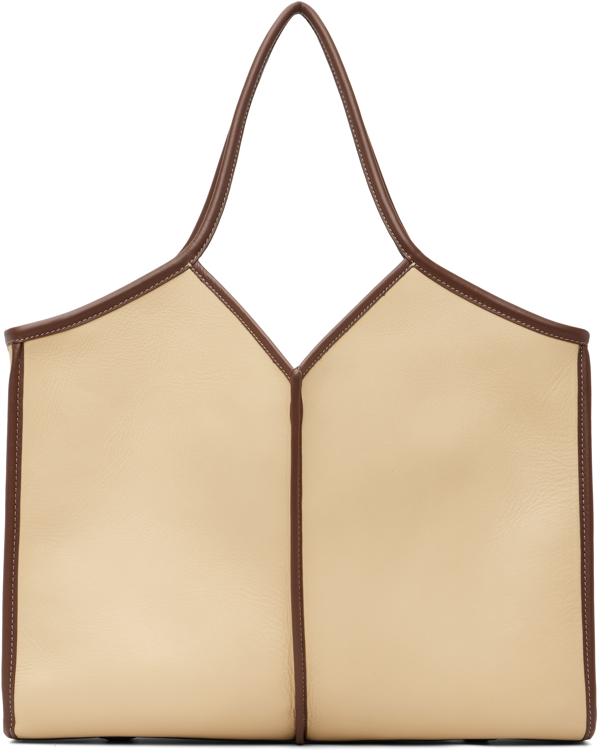 HEREU - Beige Calella Squared Medium Leather Tote