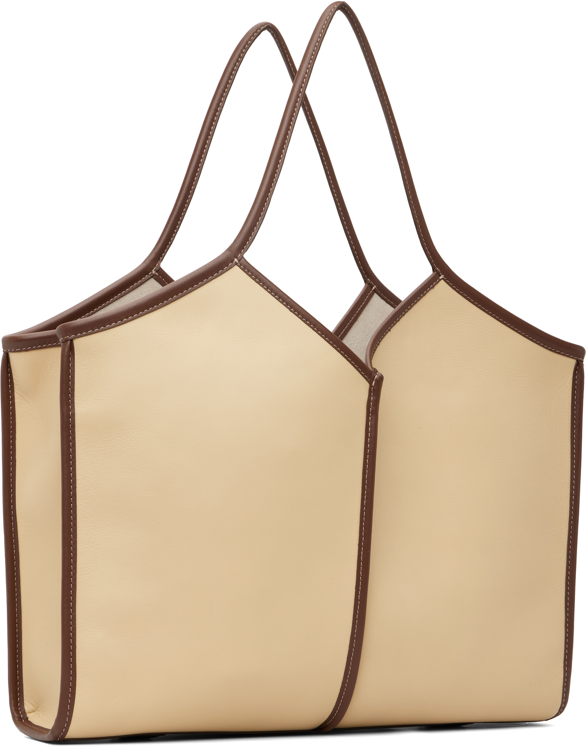 HEREU - Beige Calella Squared Medium Leather Tote