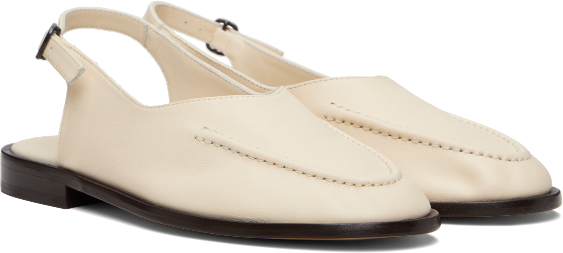 HEREU - Off-White Juliol Slingback Flats