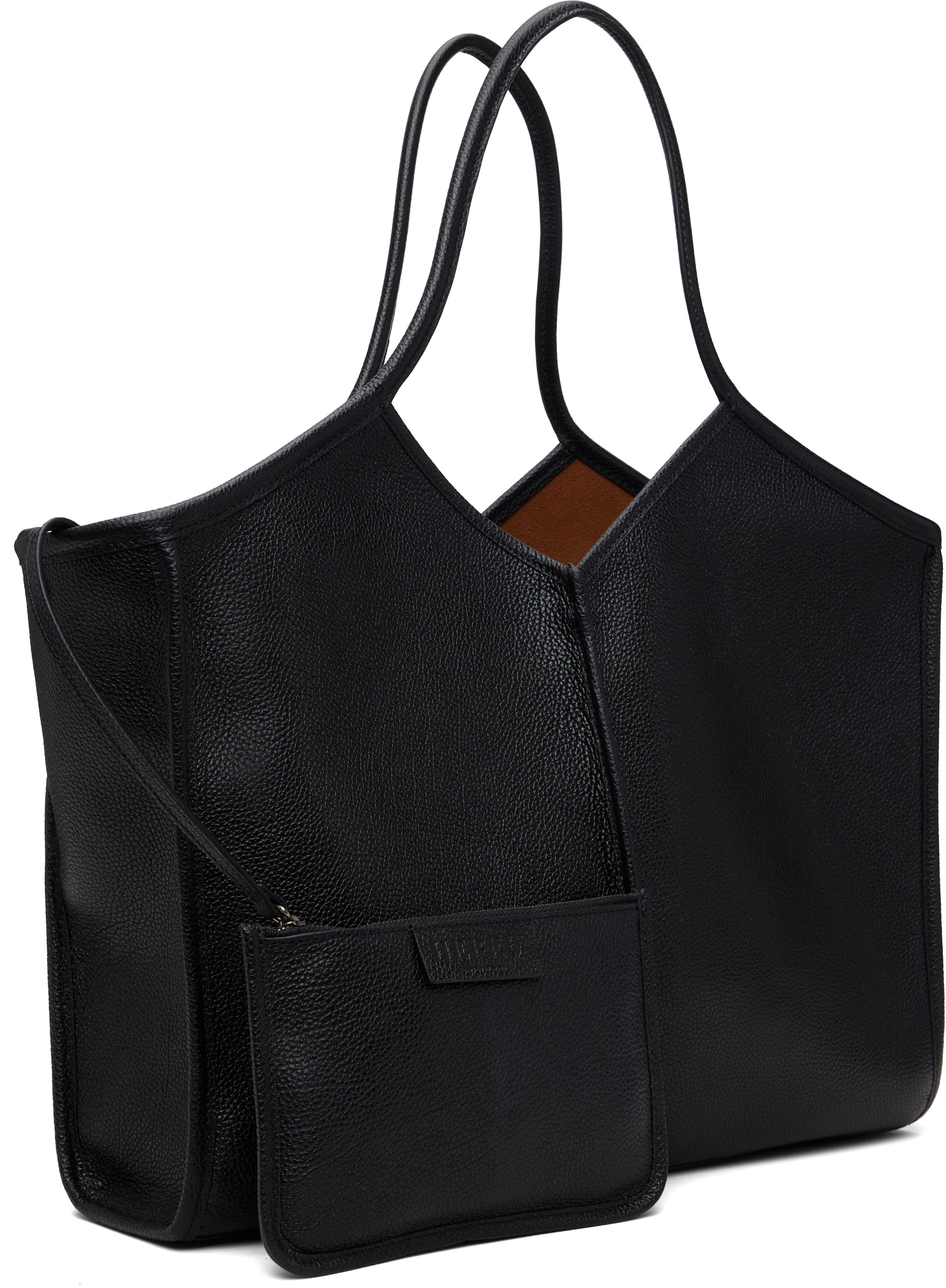 HEREU - 黑色中号 Calella Squared Grainy 托特包