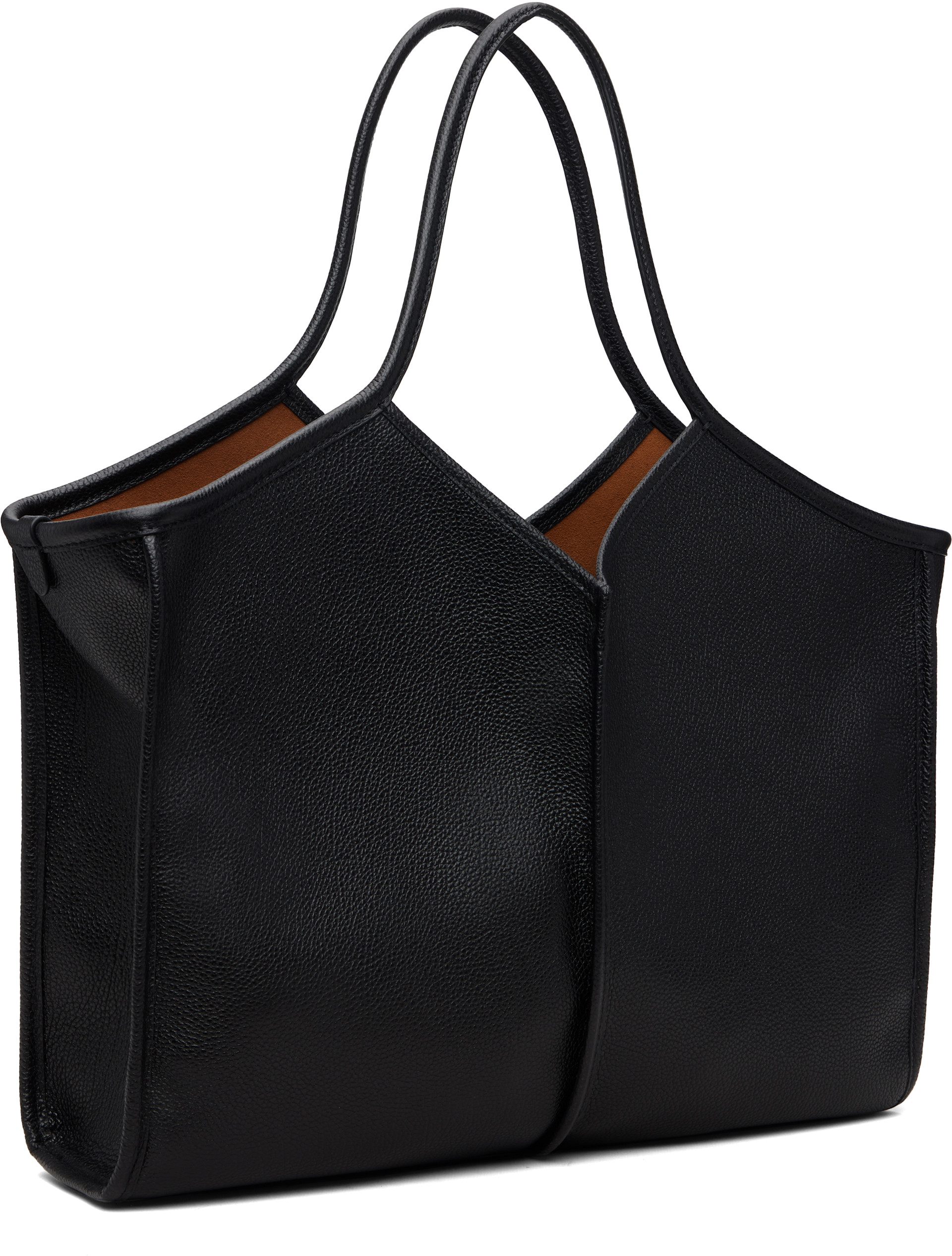 HEREU - 黑色中号 Calella Squared Grainy 托特包