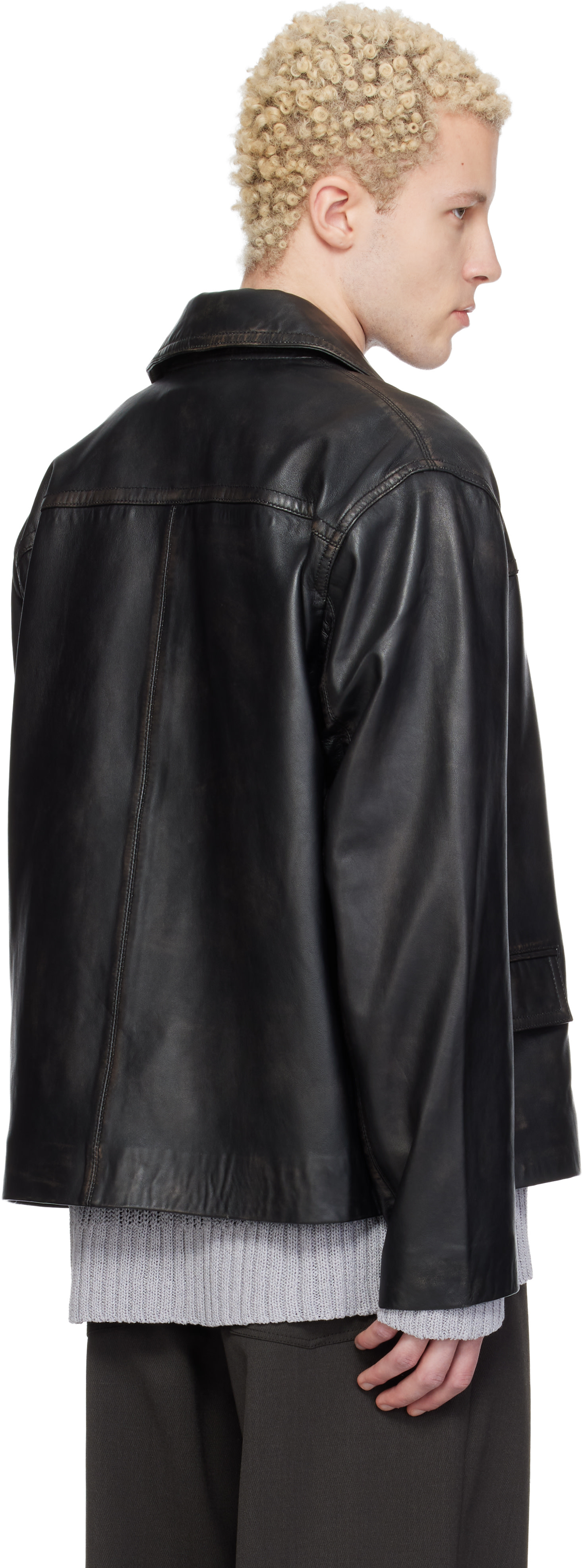 HOPE - Black Boxy Leather Jacket