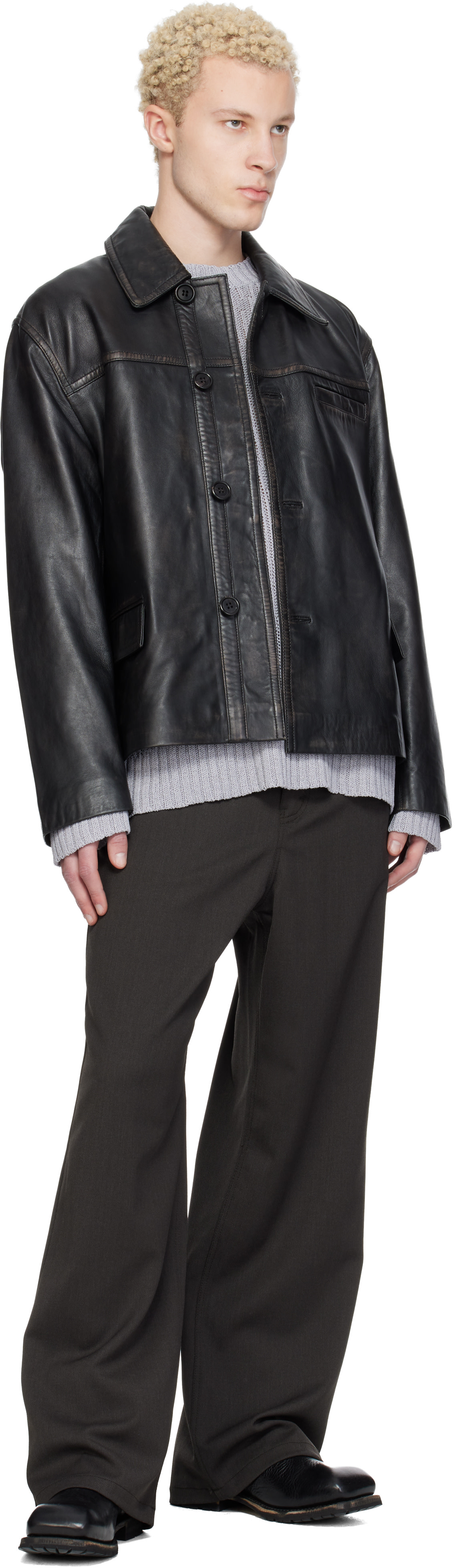 HOPE - Black Boxy Leather Jacket