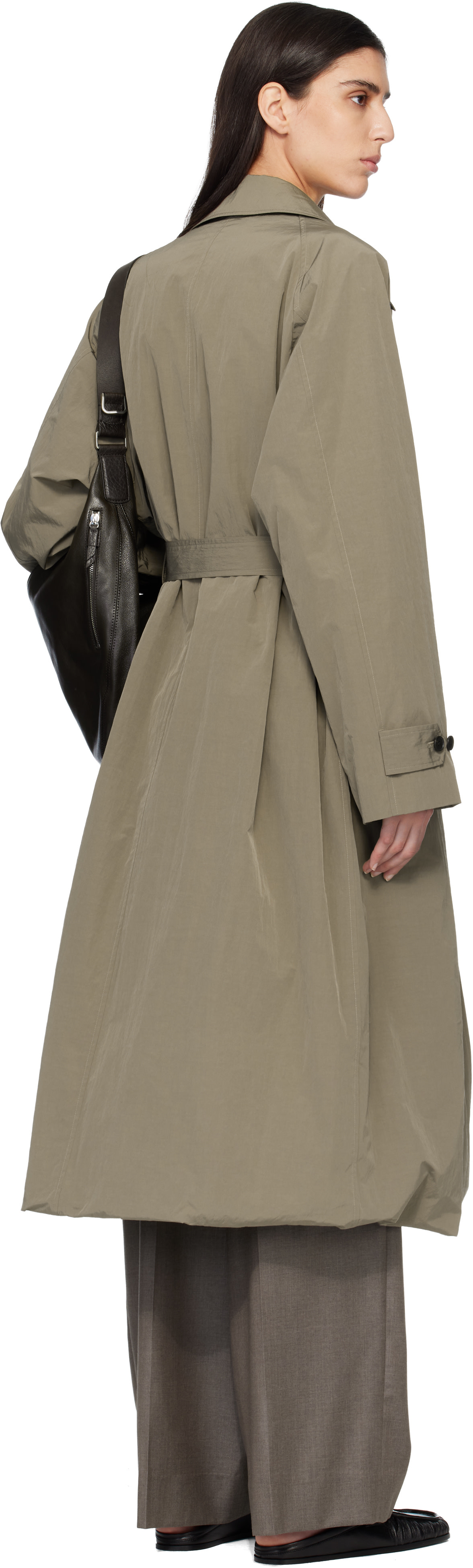 ssstein - Beige Oversized Layered Combination Trench Coat