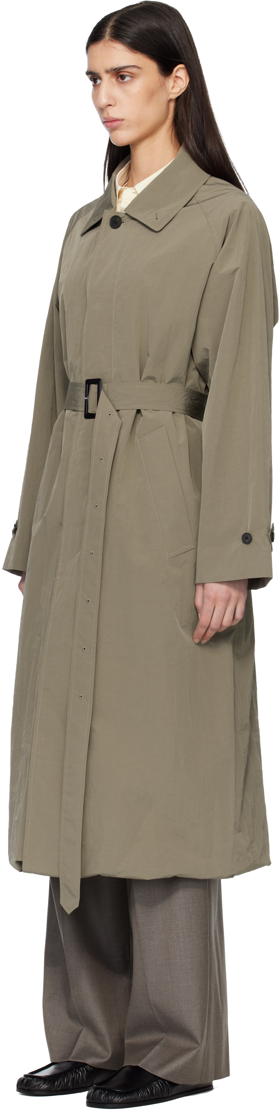 ssstein - Beige Oversized Layered Combination Trench Coat