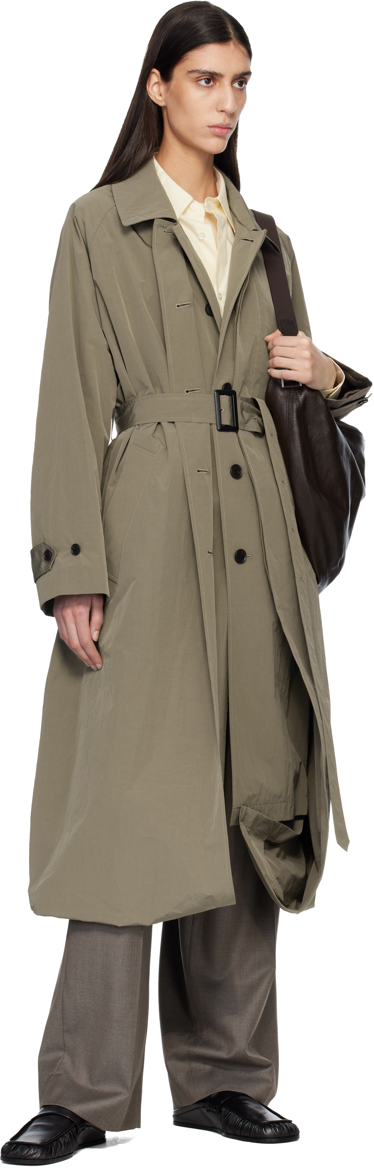 ssstein - Beige Oversized Layered Combination Trench Coat