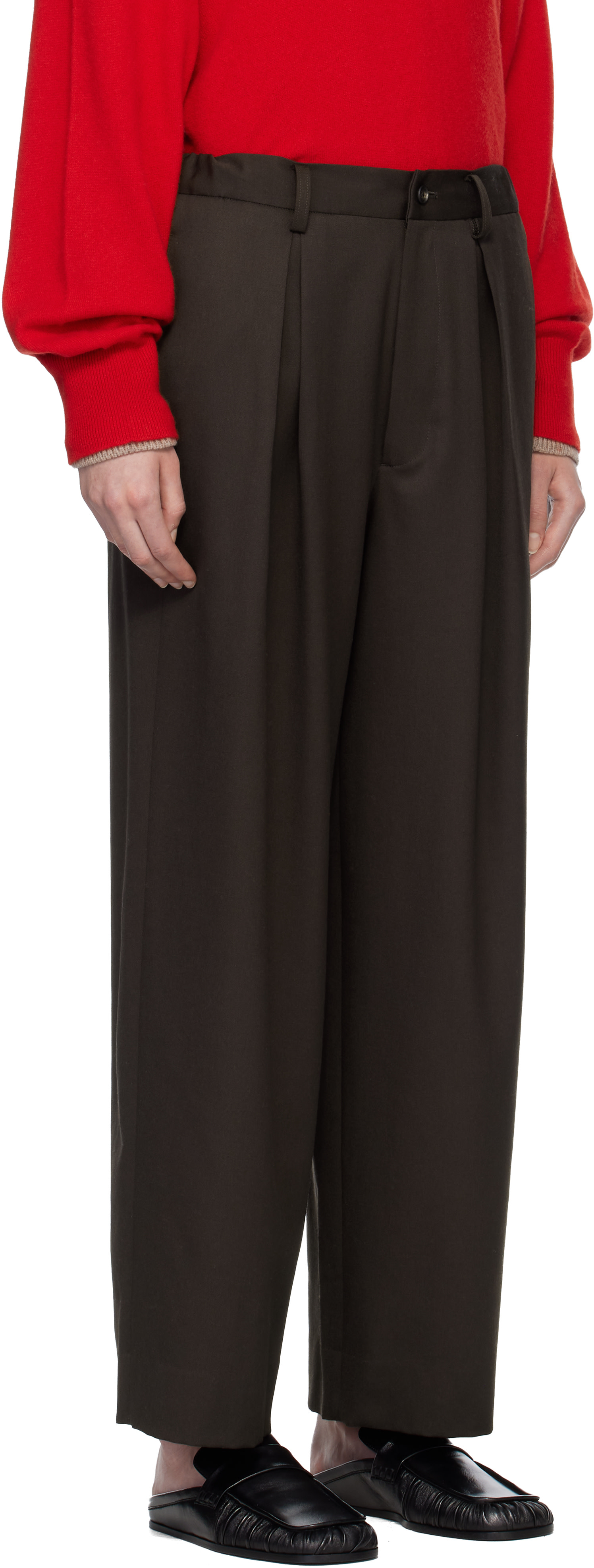 ssstein: Brown Easy Wide Trousers | SSENSE