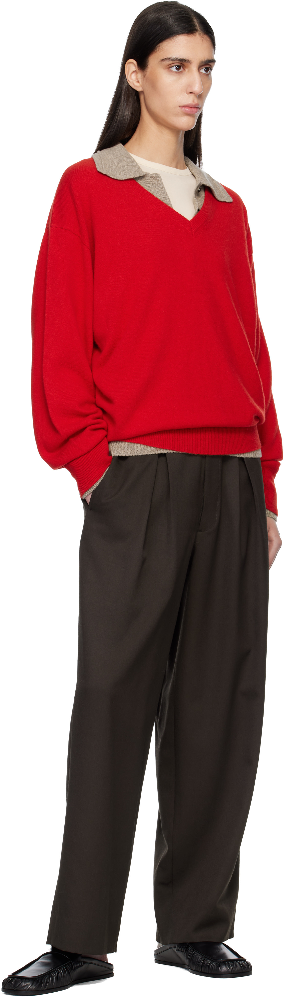 ssstein: Brown Easy Wide Trousers | SSENSE