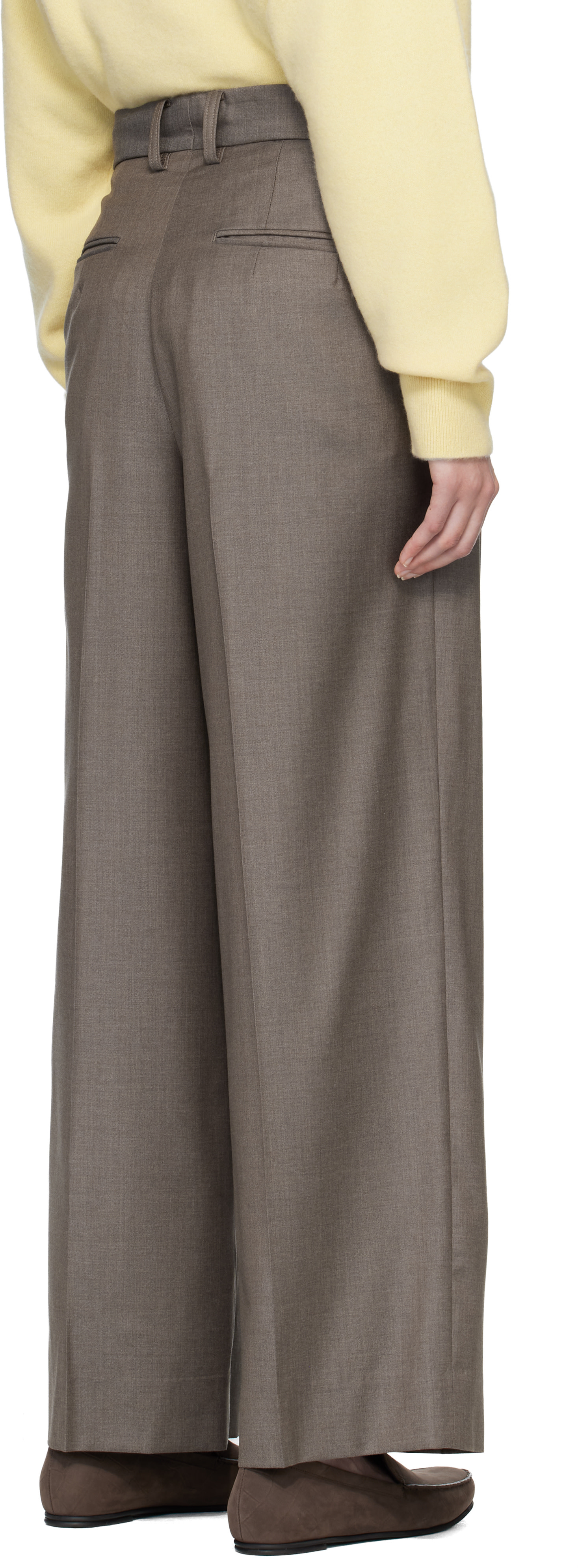 ssstein: Gray Extra Fine Wool Long Wide Trousers | SSENSE Singapore