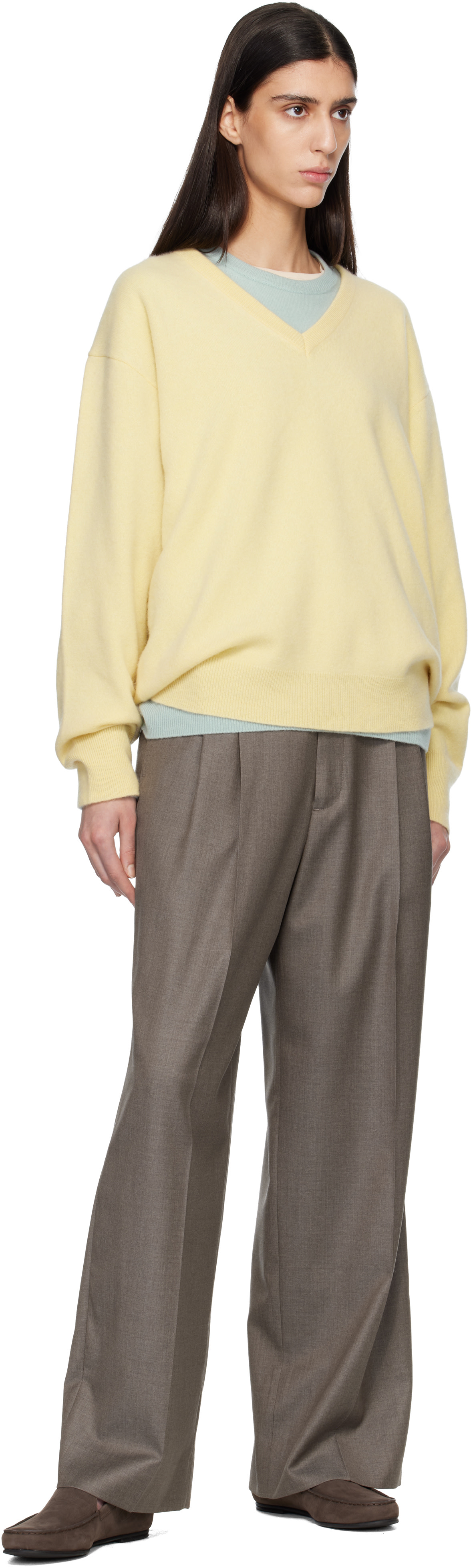 ssstein: Gray Extra Fine Wool Long Wide Trousers | SSENSE