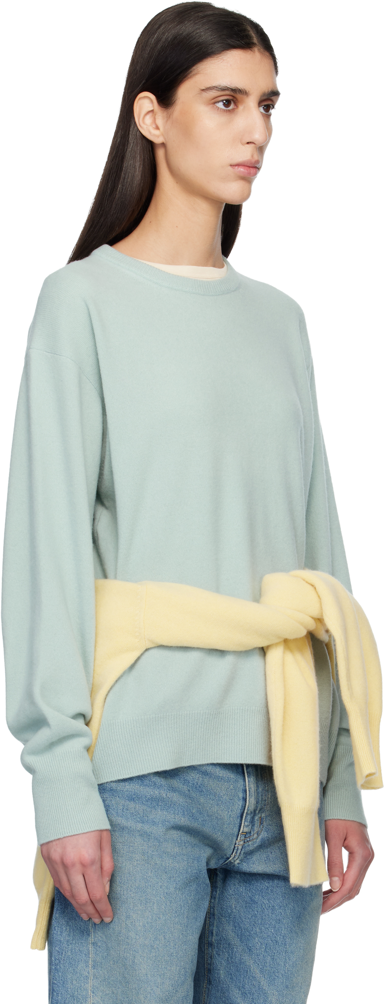 ssstein - Pull bleu en tricot de laine extrafine