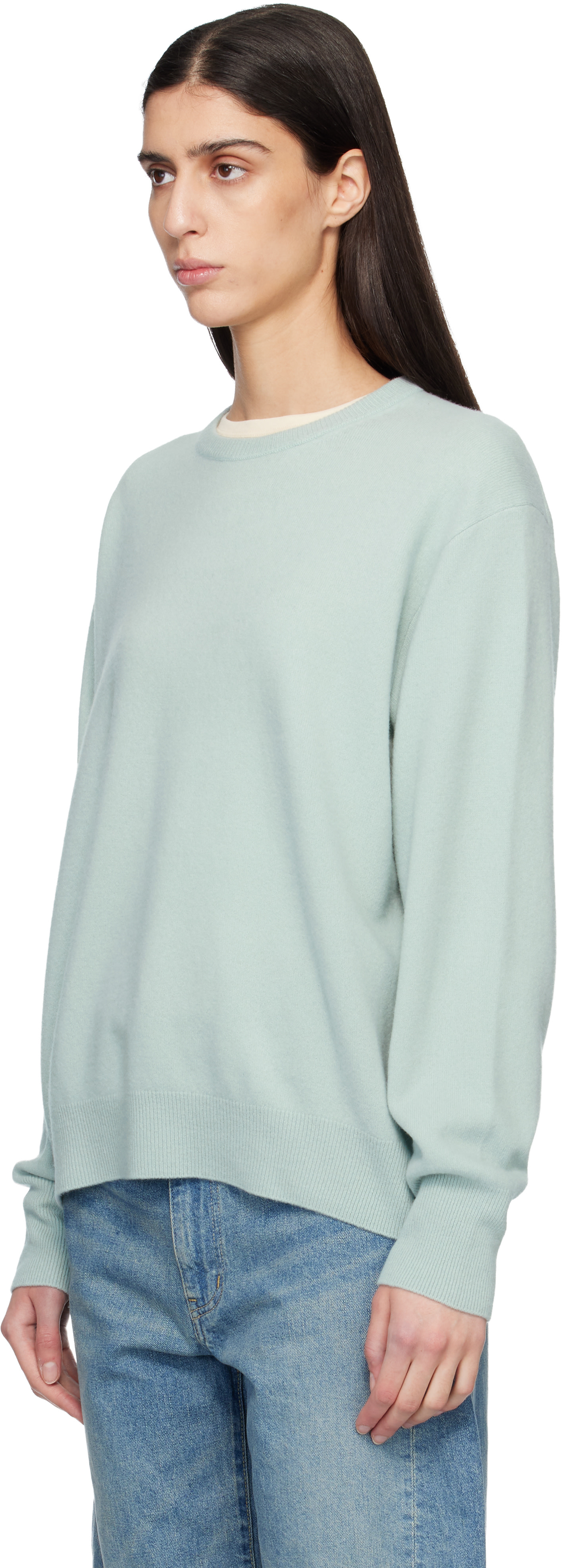 ssstein - Pull bleu en tricot de laine extrafine
