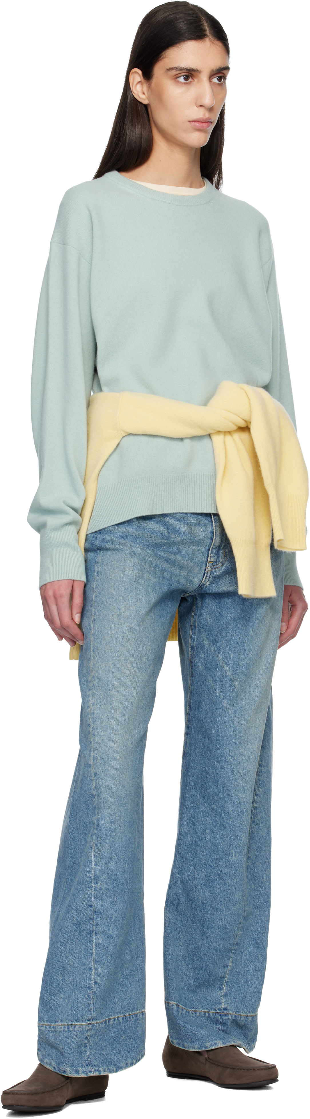 ssstein - Pull bleu en tricot de laine extrafine