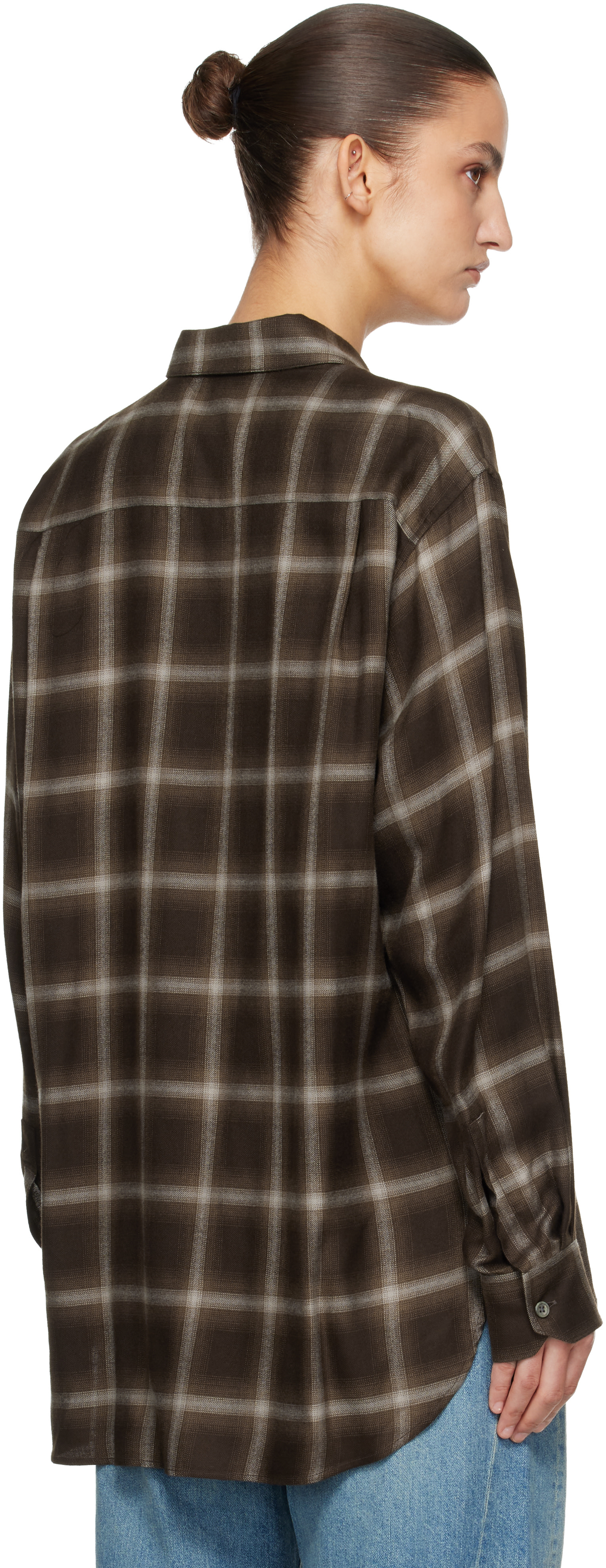 トップス SSSTEIN CHECK OVERSIZED LS SHIRT BROWN ssstein: Brown Check Oversized LS Shirt | SSENSE
