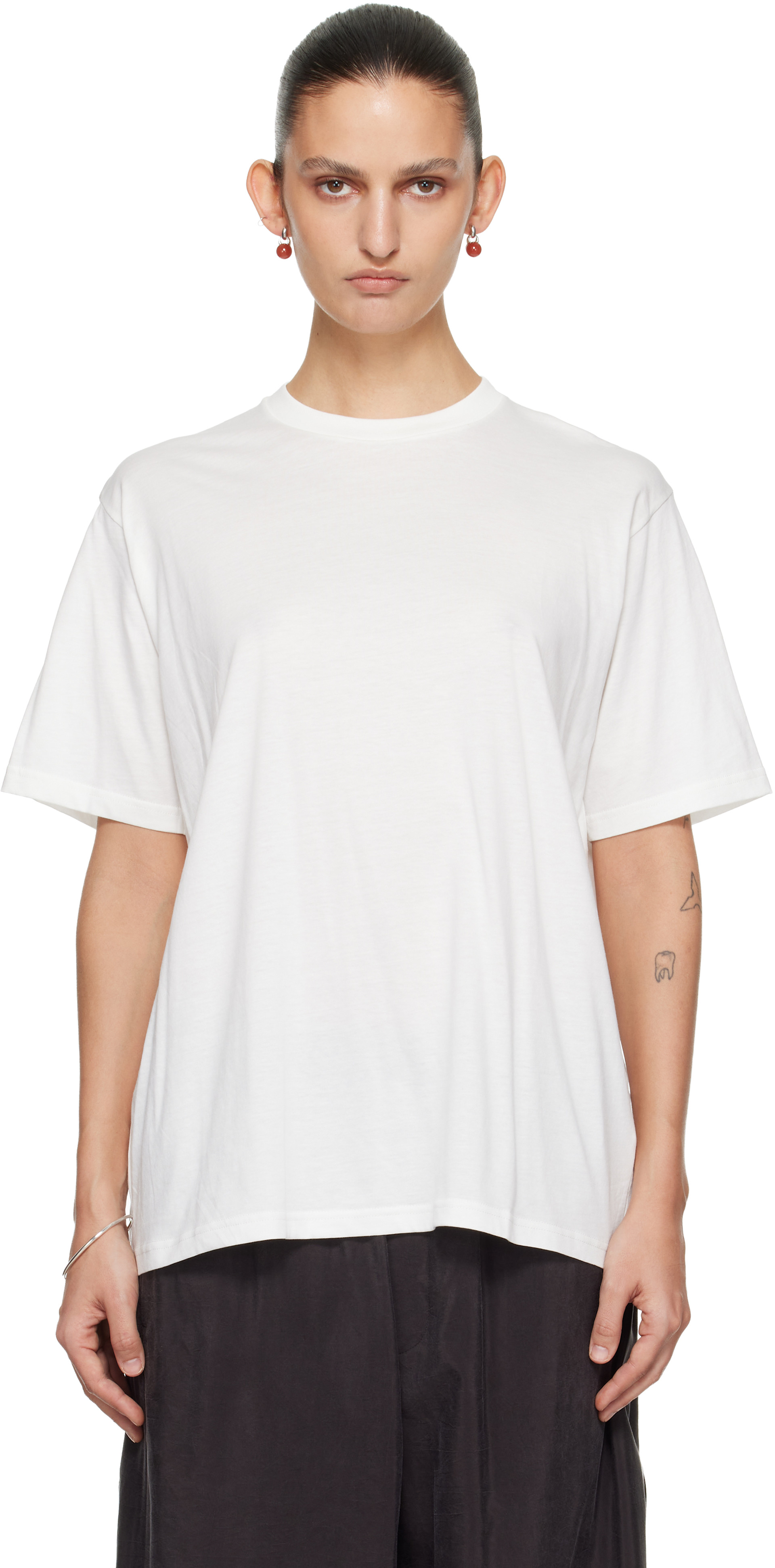 ssstein - T-shirt blanc en coton Suvin