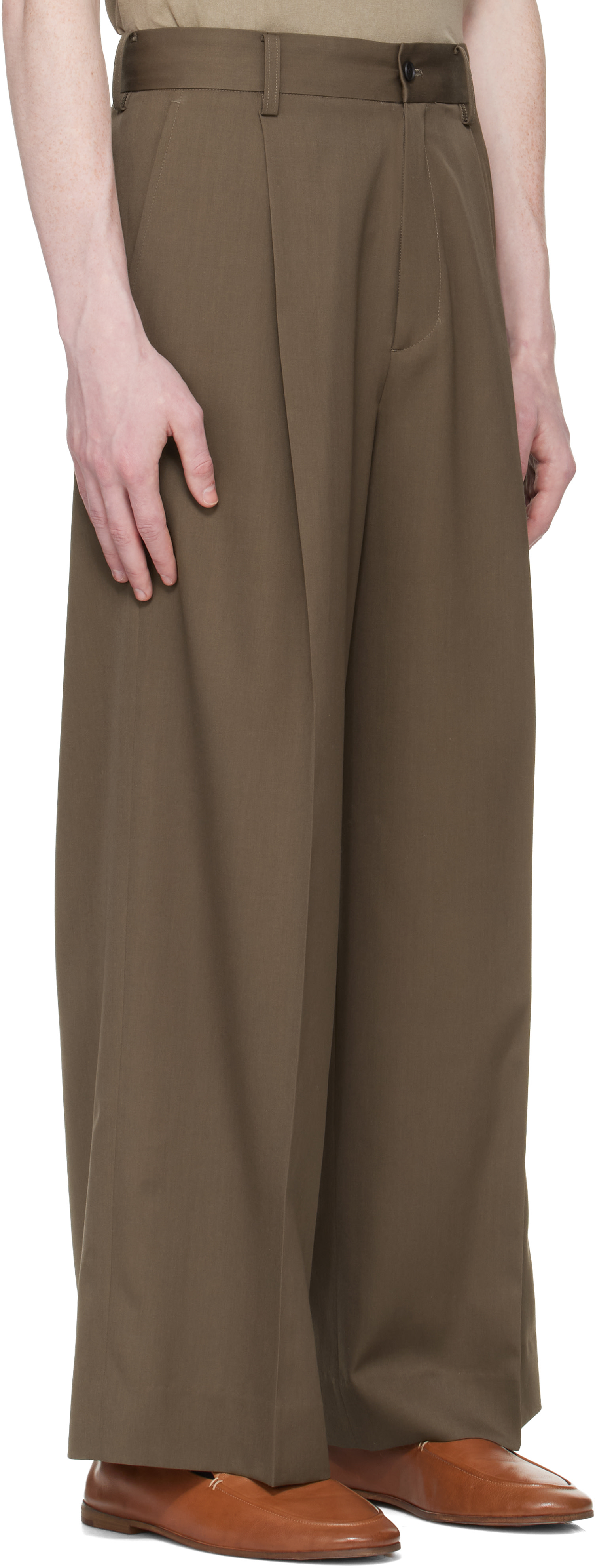 ssstein: Taupe Extra Wide Trousers | SSENSE