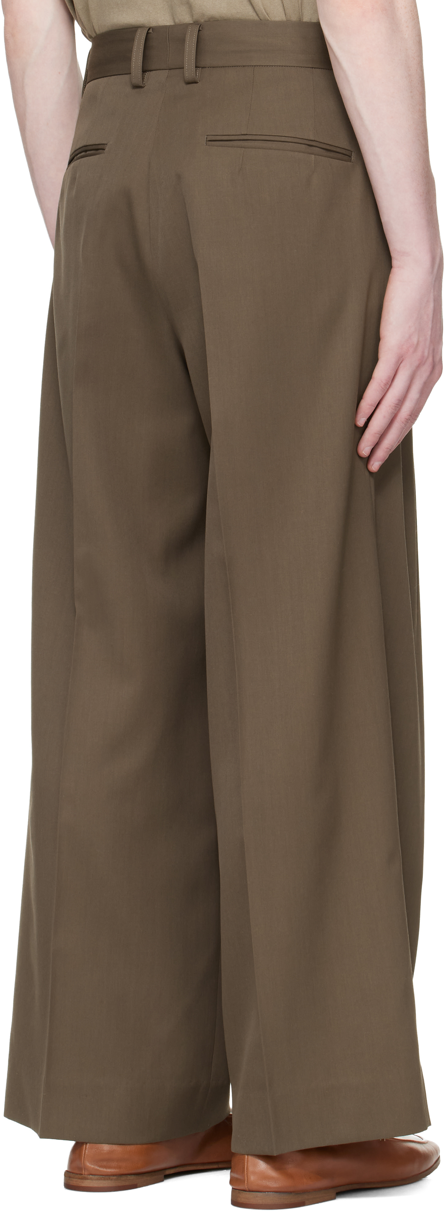 ssstein: Taupe Extra Wide Trousers | SSENSE