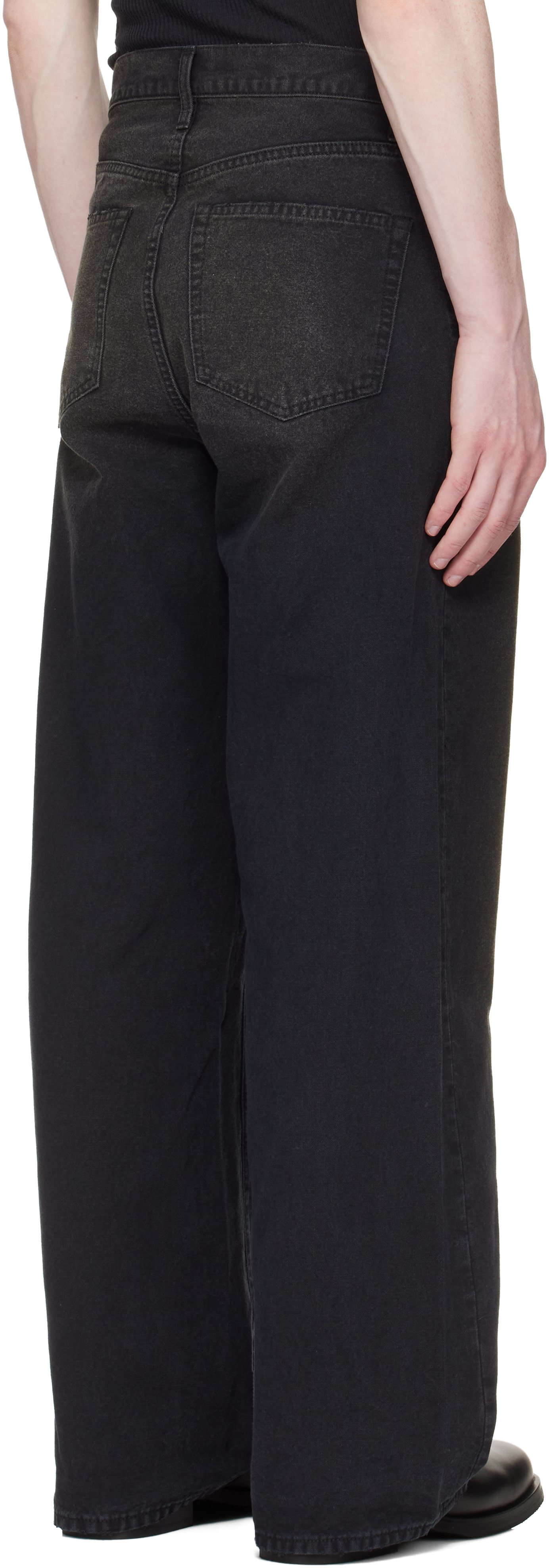 ssstein: Black Sulfur Dyed Oxford Vintage Wide Trousers | SSENSE