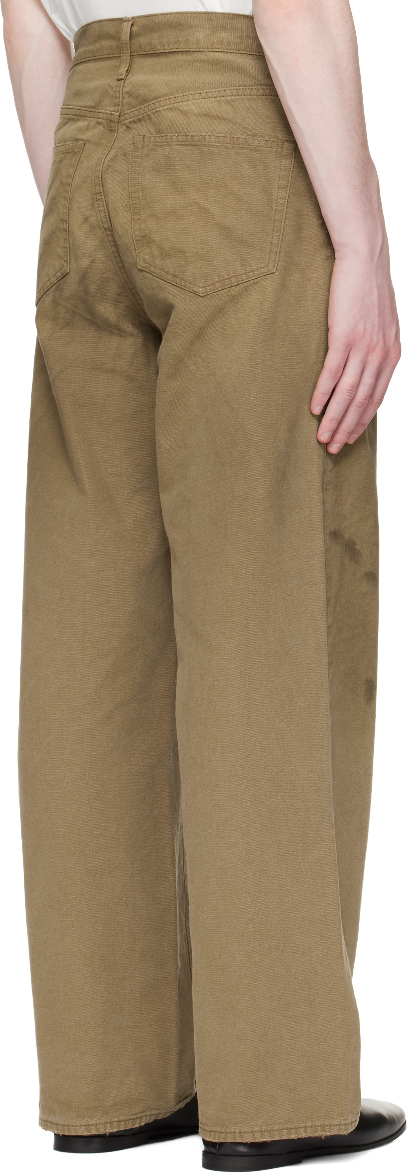 ssstein: Khaki Sulfur Dyed Oxford Vintage Wide Trousers | SSENSE