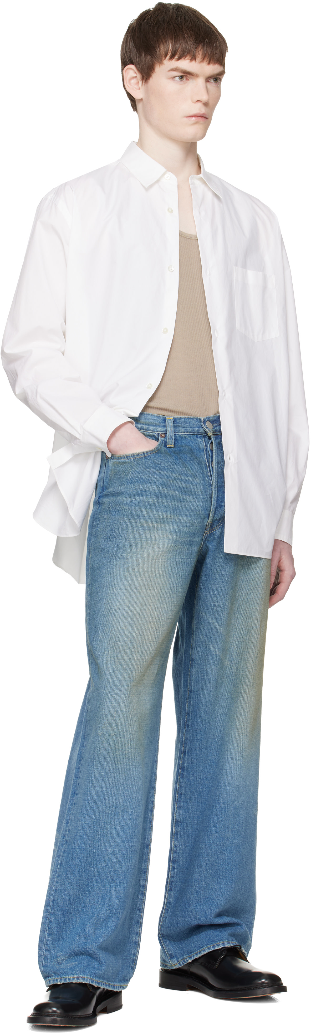 ssstein: White Suvin Cotton Oversized Regular Collar Shirt | SSENSE