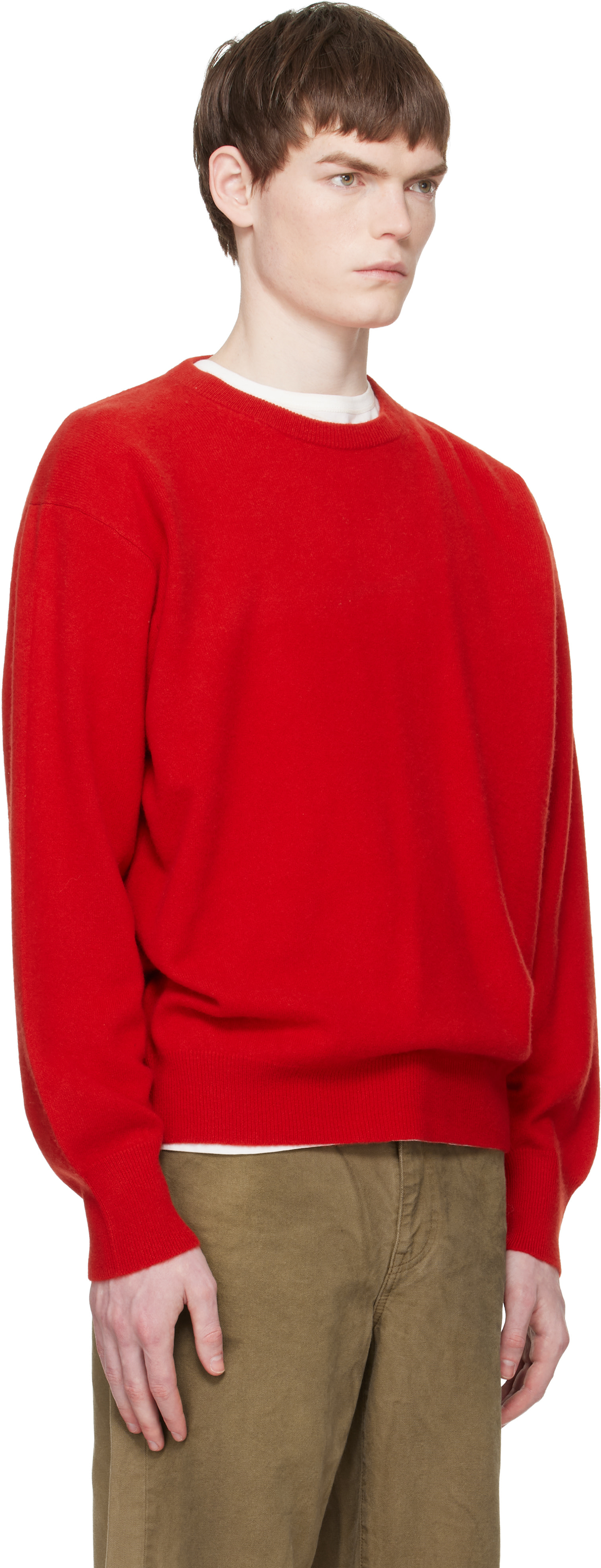 ssstein: Red Pure Cashmere Knit Crew Neck LS Sweater | SSENSE