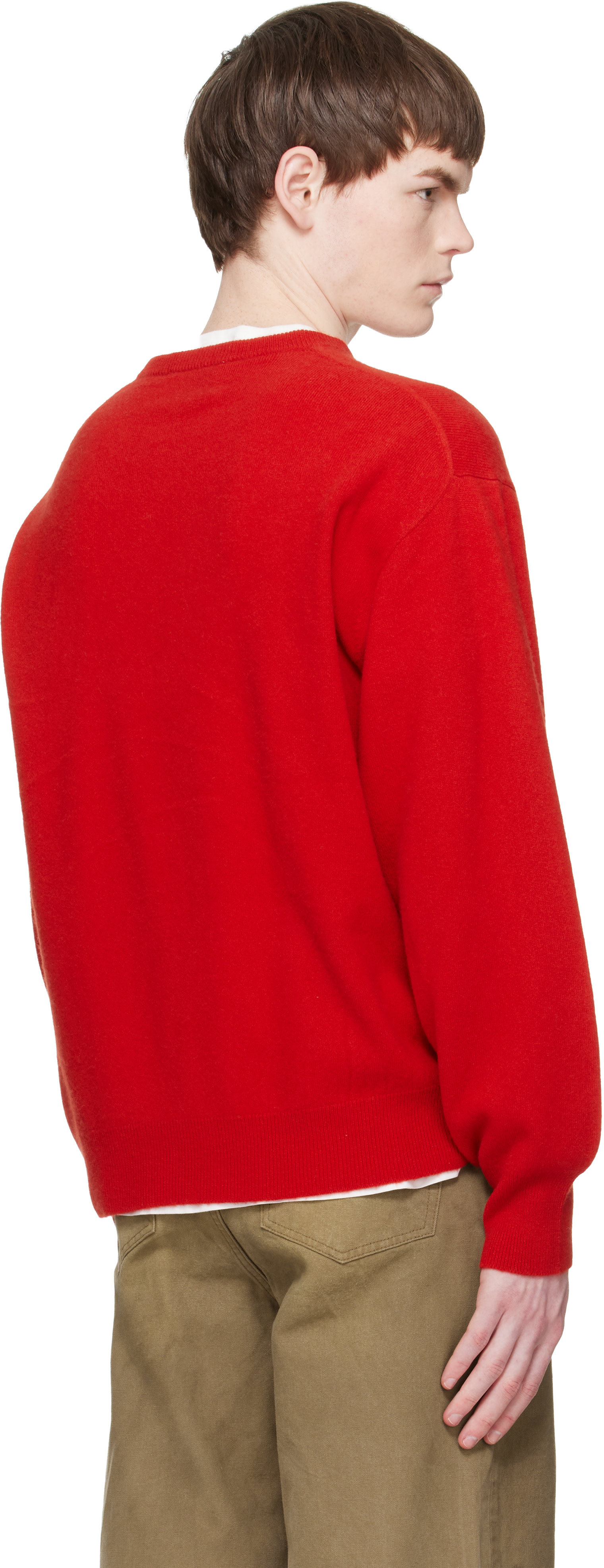 ssstein: Red Pure Cashmere Knit Crew Neck LS Sweater | SSENSE