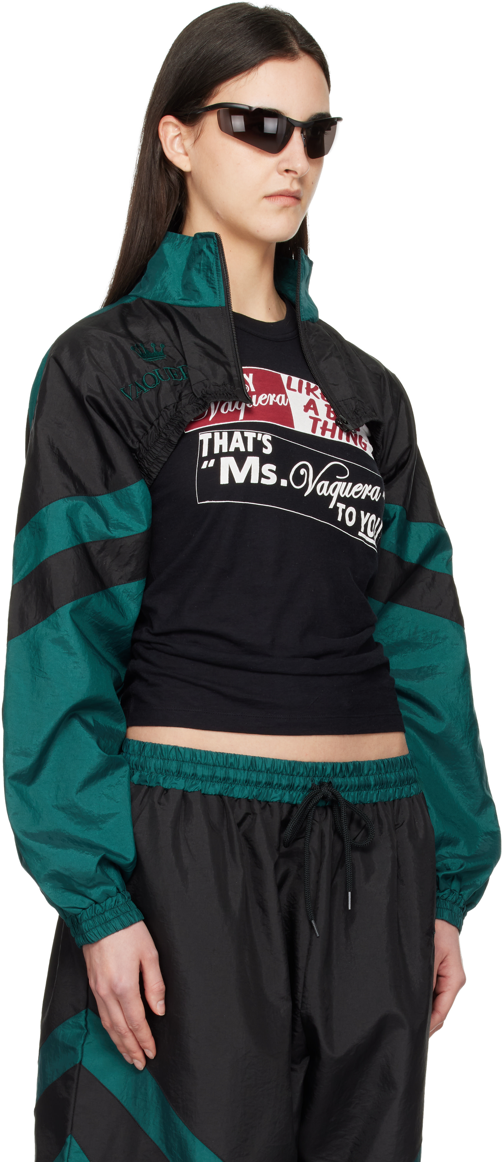 VAQUERA: Green & Black Cropped Windbreaker Jacket | SSENSE