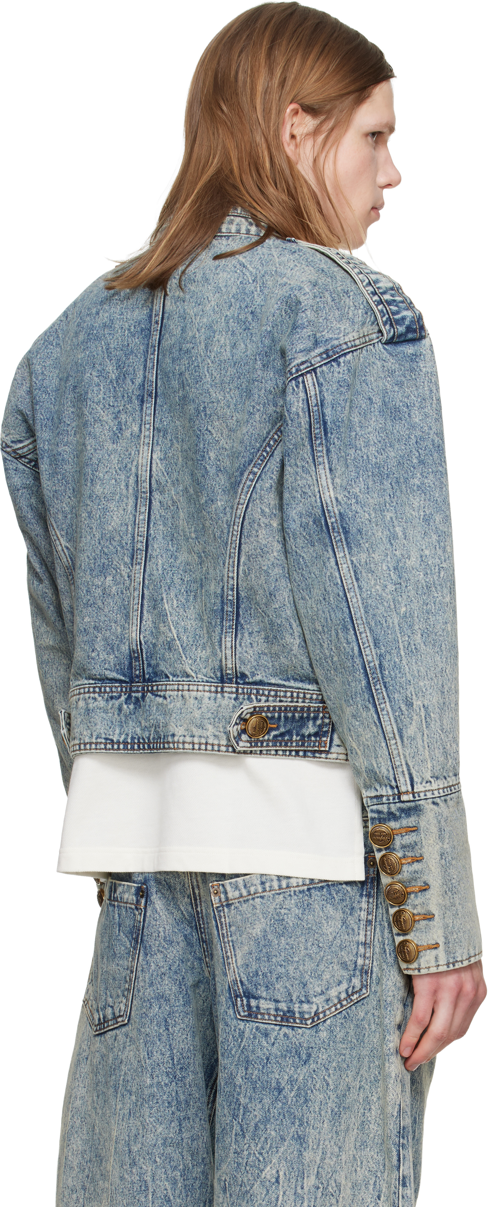 denim jun ナポレオンジャケット VAQUERA: ブルー Napoleon デニムジャケット | SSENSE 日本