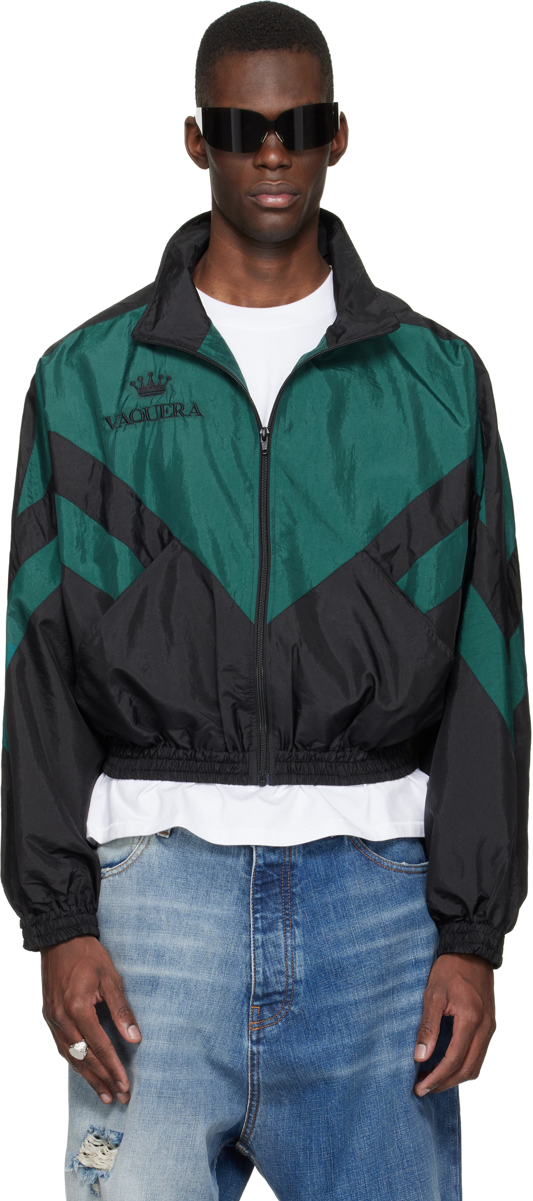 VAQUERA: Black & Green Windbreaker Jacket | SSENSE
